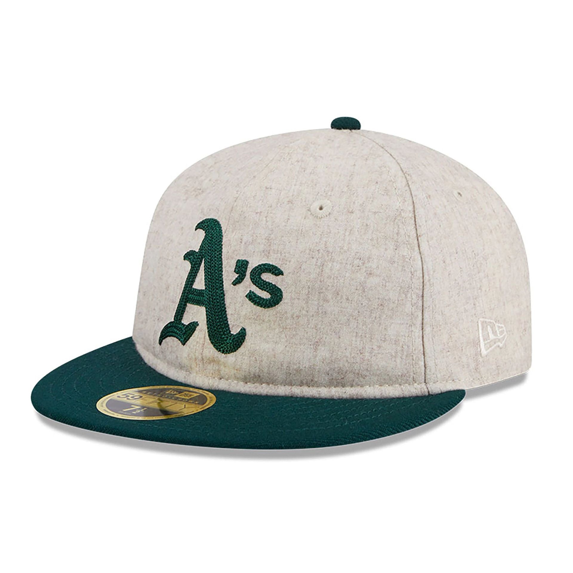 This is a Oakland Athletics Melton Wool Light Beige Retro Crown 59FIFTY Fitted Cap 2