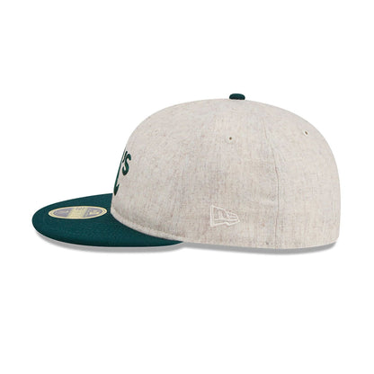 This is a Oakland Athletics Melton Wool Light Beige Retro Crown 59FIFTY Fitted Cap 3