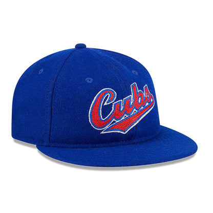 This is a Chicago Cubs Melton Wool Blue Retro Crown 9FIFTY Strapback Cap 4