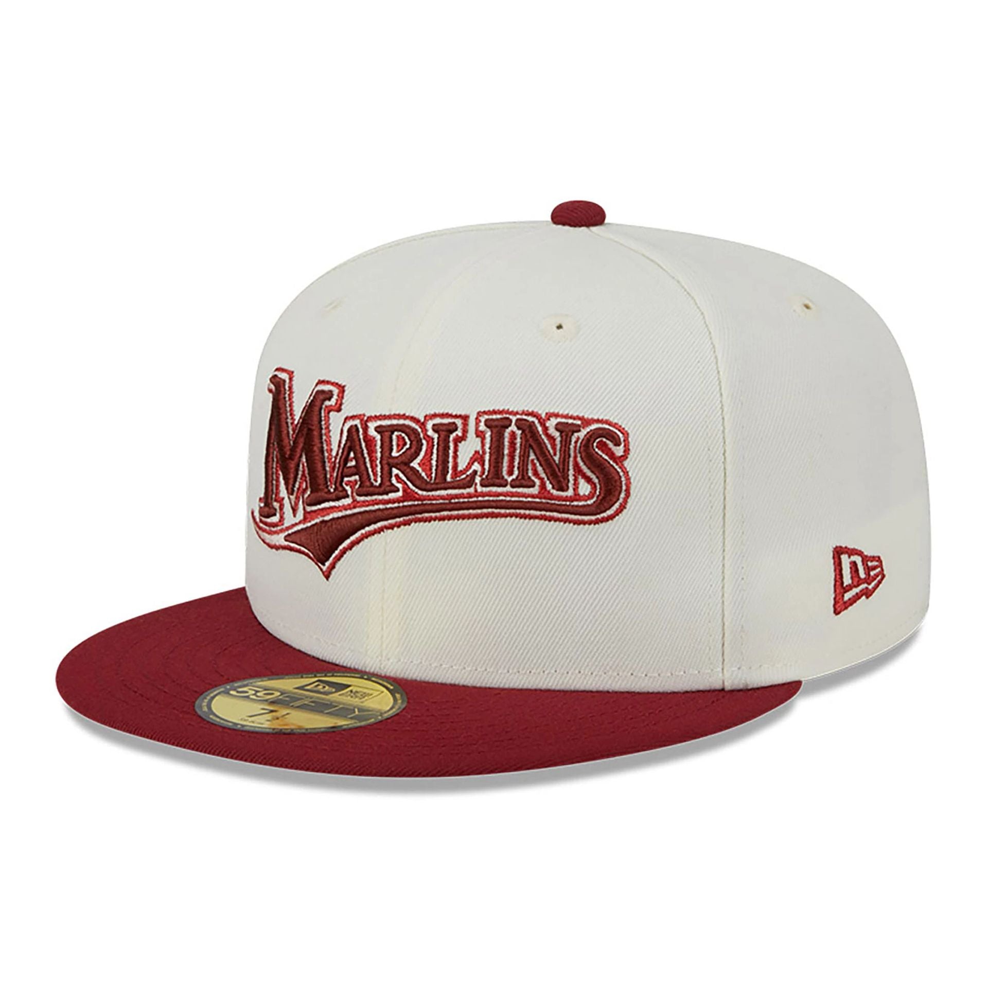 This is a Miami Marlins Be Mine White 59FIFTY Fitted Cap 6