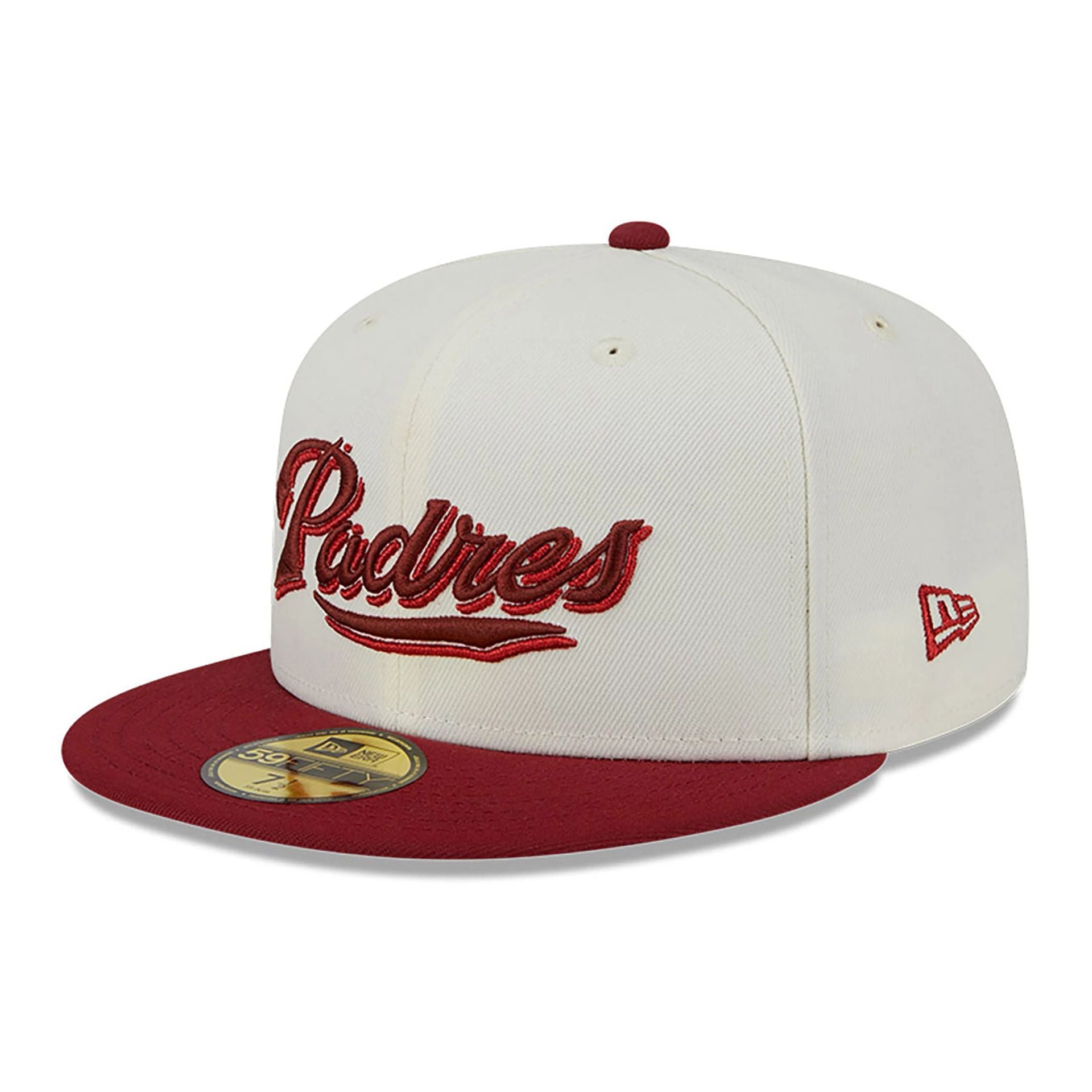 This is a San Diego Padres Be Mine White 59FIFTY Fitted Cap 1