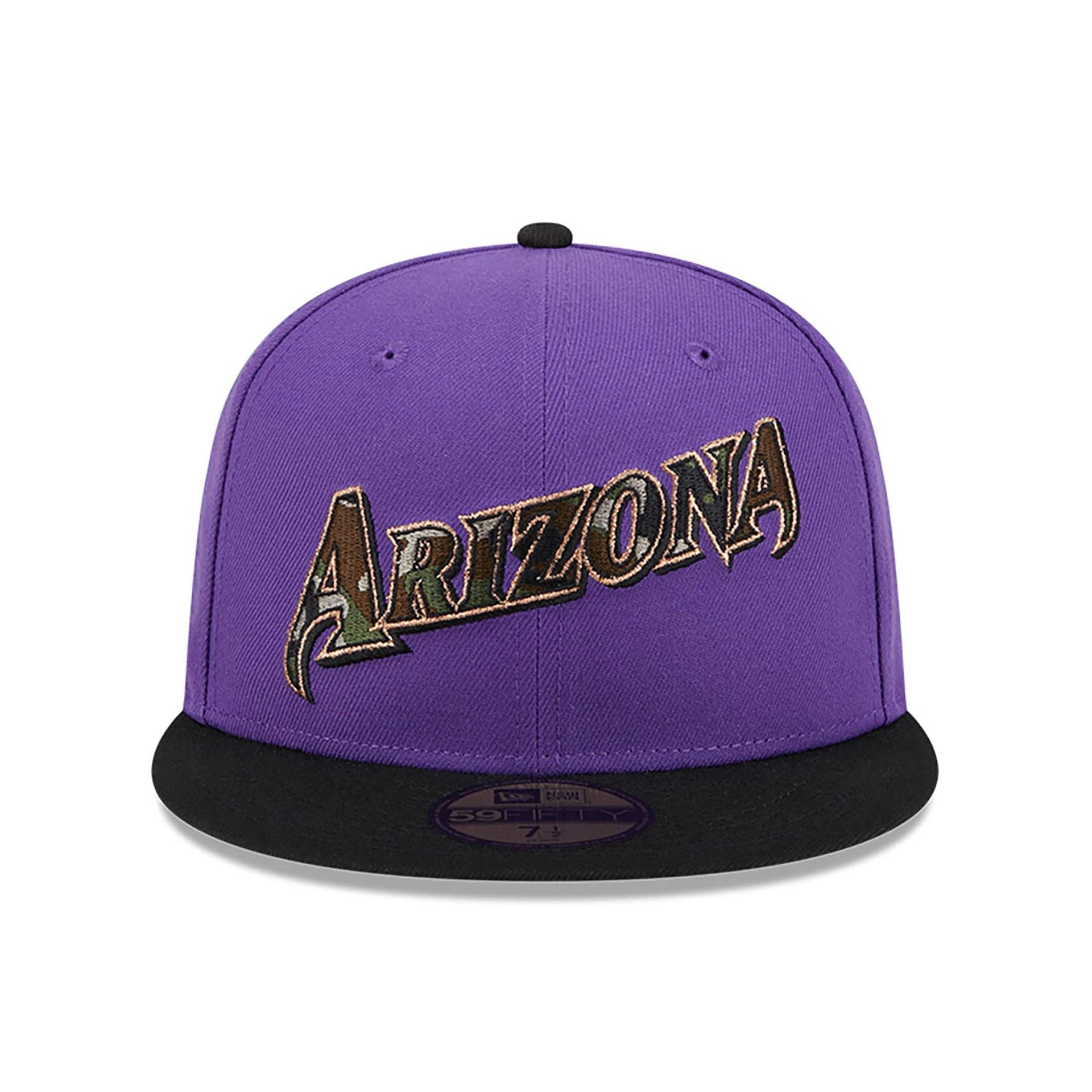 This is a Arizona Diamondbacks Camo Fill Purple 59FIFTY Fitted Cap 4