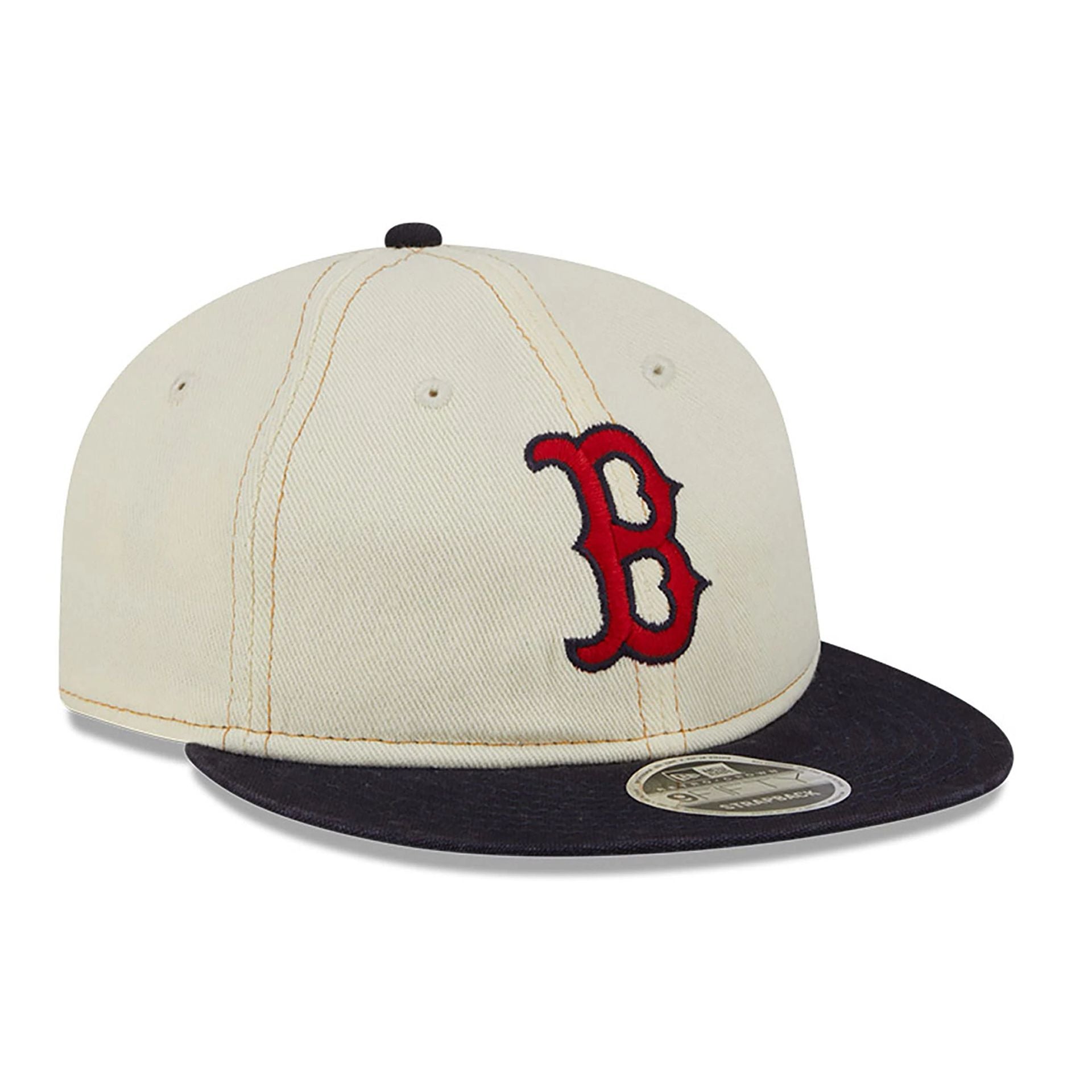 This is a Boston Red Sox Chrome Denim White Retro Crown 9FIFTY Strapback Cap 4