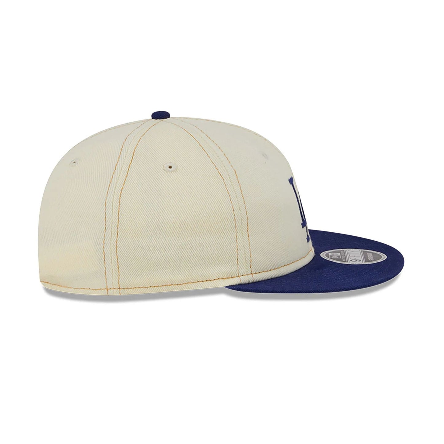 This is a LA Dodgers Chrome Denim White Retro Crown 9FIFTY Strapback Cap 7