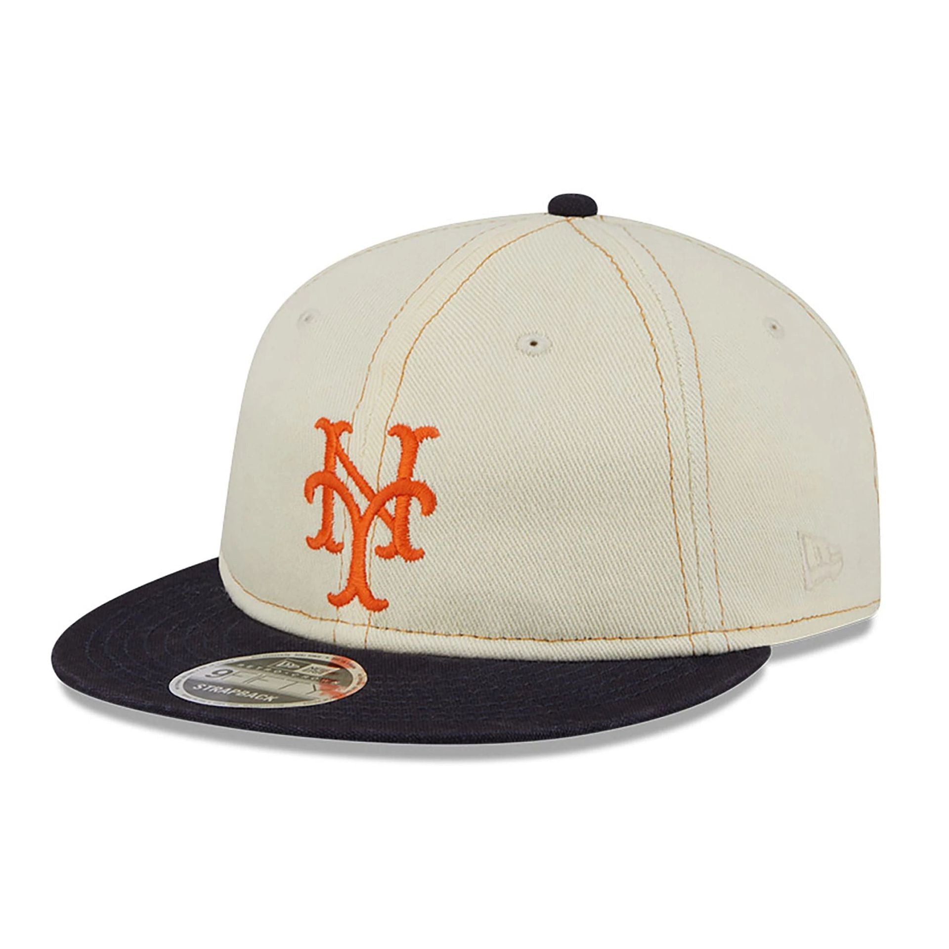 This is a New York Mets Chrome Denim White Retro Crown 9FIFTY Strapback Cap 1