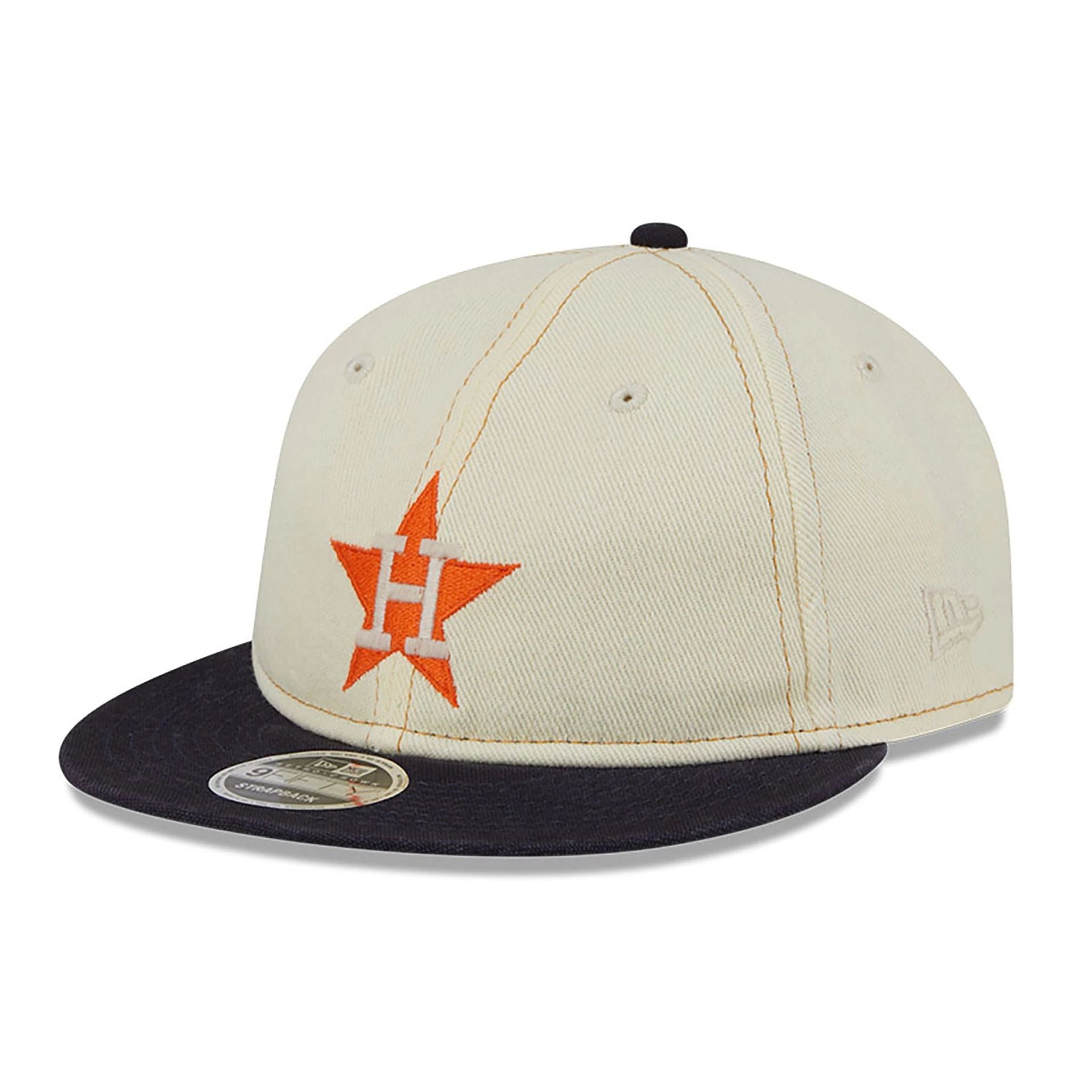 This is a Houston Astros Chrome Denim White Retro Crown 9FIFTY Strapback Cap 1