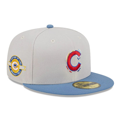 This is a Chicago Cubs Colour Brush Light Beige 59FIFTY Fitted Cap 1