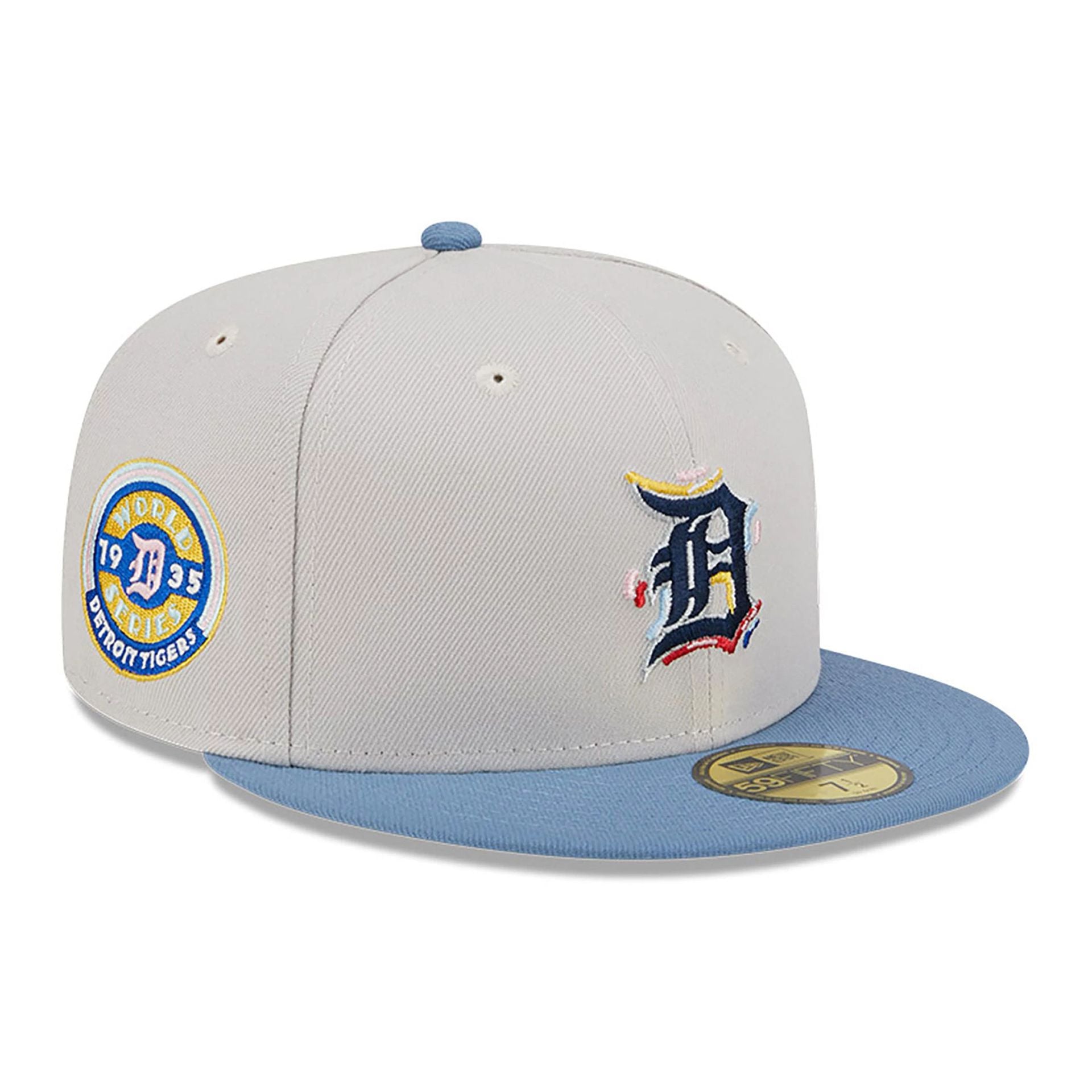 This is a Detroit Tigers Colour Brush Light Beige 59FIFTY Fitted Cap 1