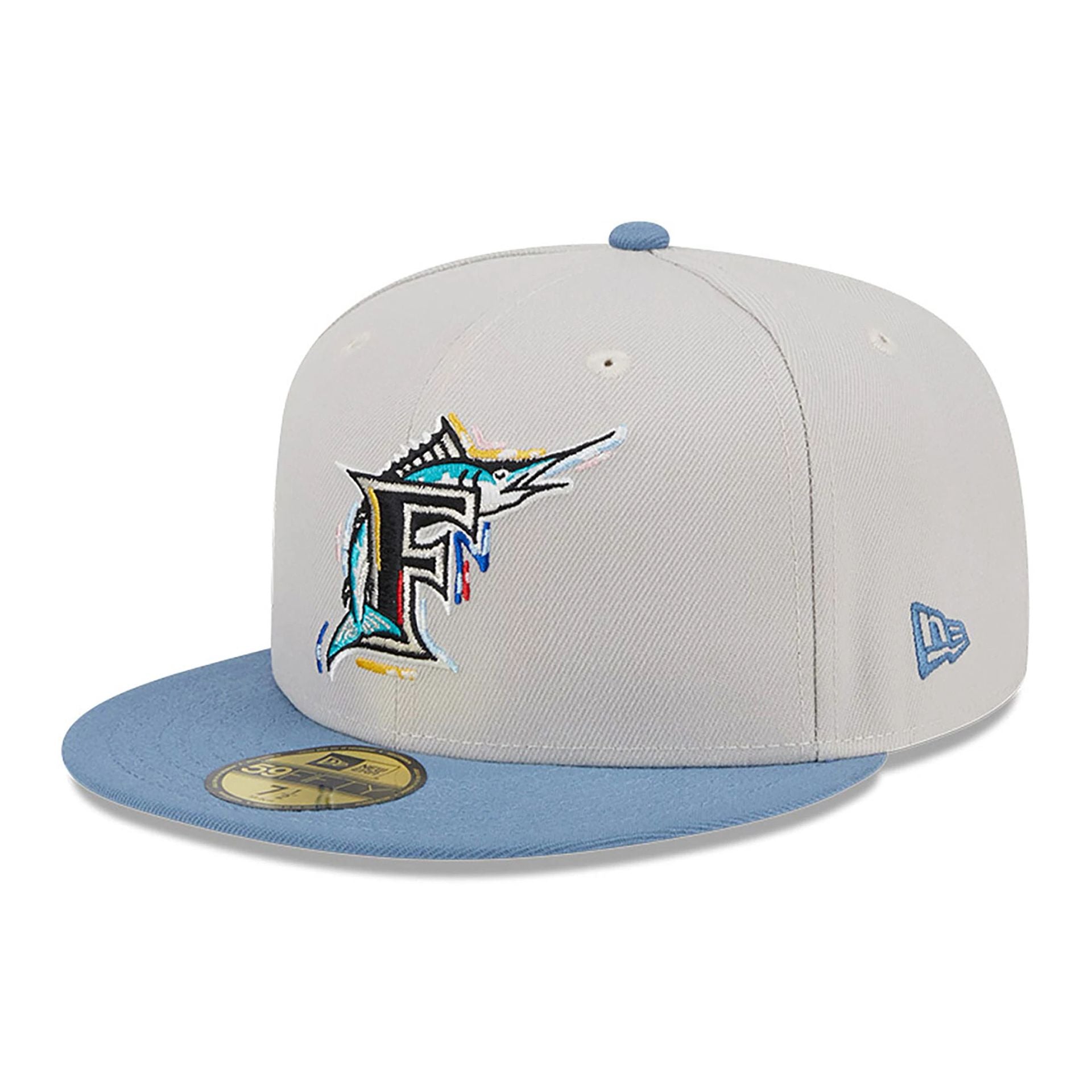 This is a Miami Marlins Colour Brush Cream 59FIFTY Fitted Cap 4