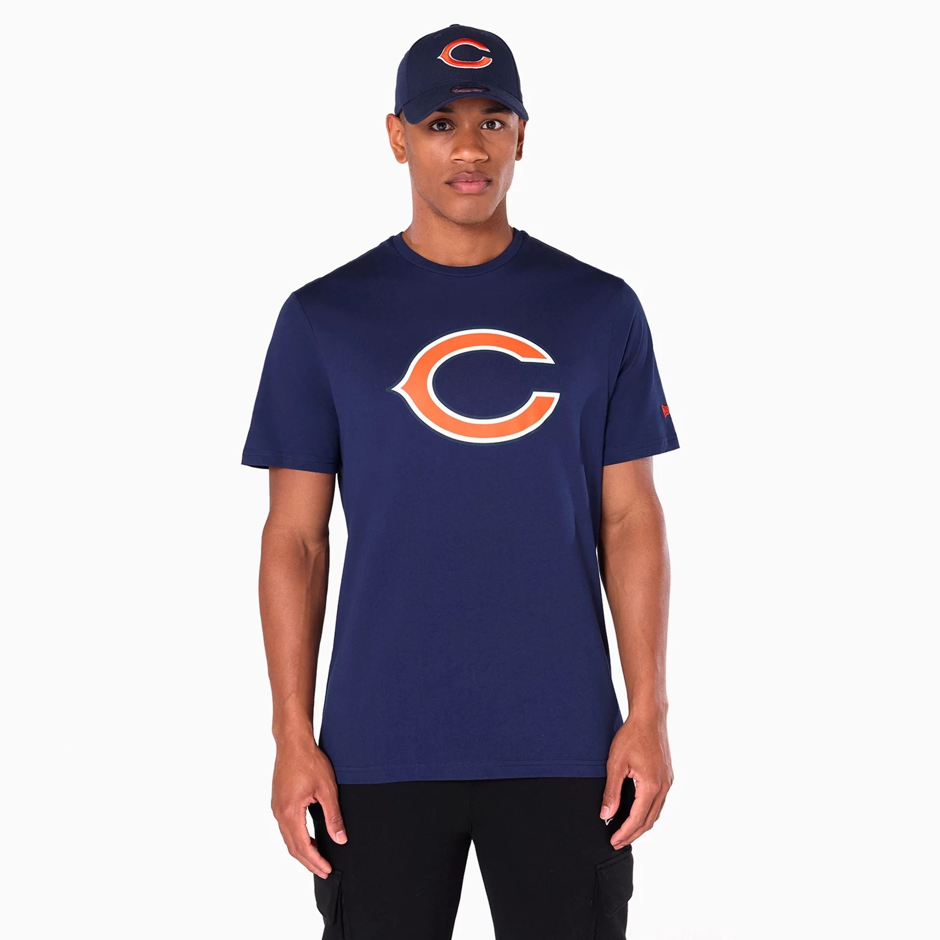 The Male model is wearing Chicago Bears NFL Navy T-Shirt 1