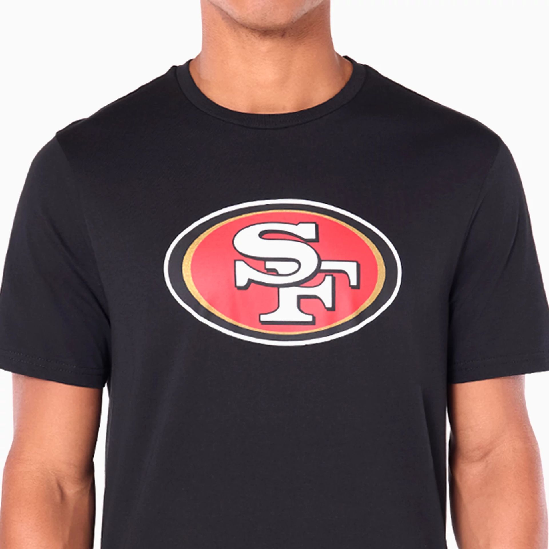 The Male model is wearing San Francisco 49ers NFL Black T-Shirt 2