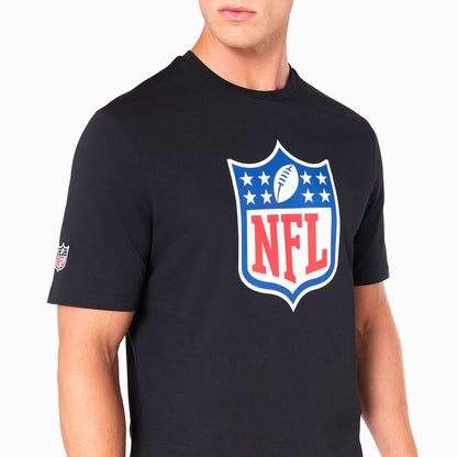 The Male model is wearing NFL Shield Logo NFL Black T-Shirt 3