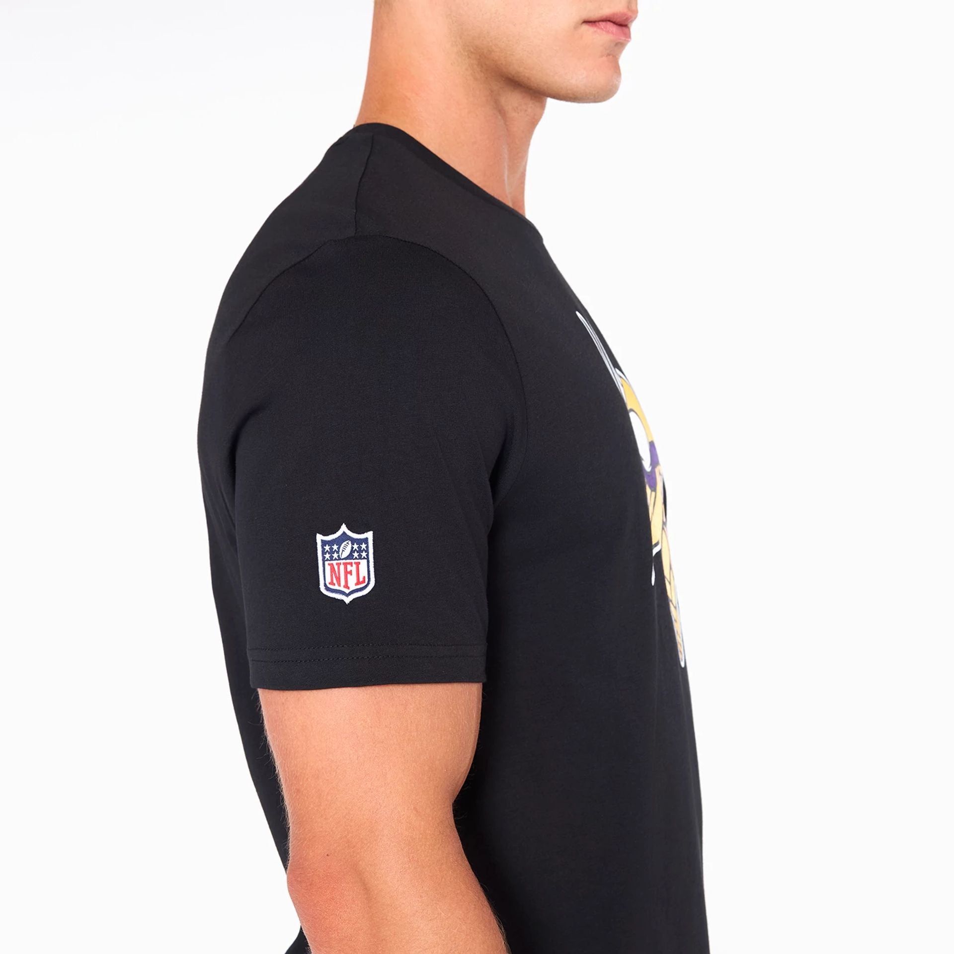 The Male model is wearing Minnesota Vikings NFL Black T-Shirt 4