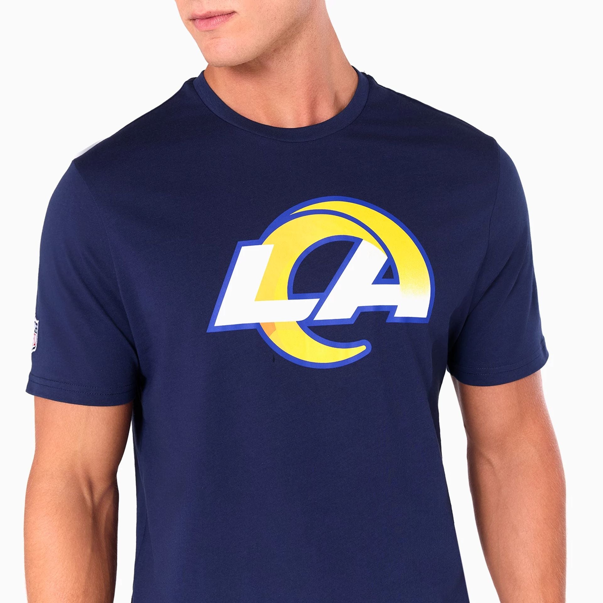 The Male model is wearing LA Rams NFL Navy T-Shirt 2