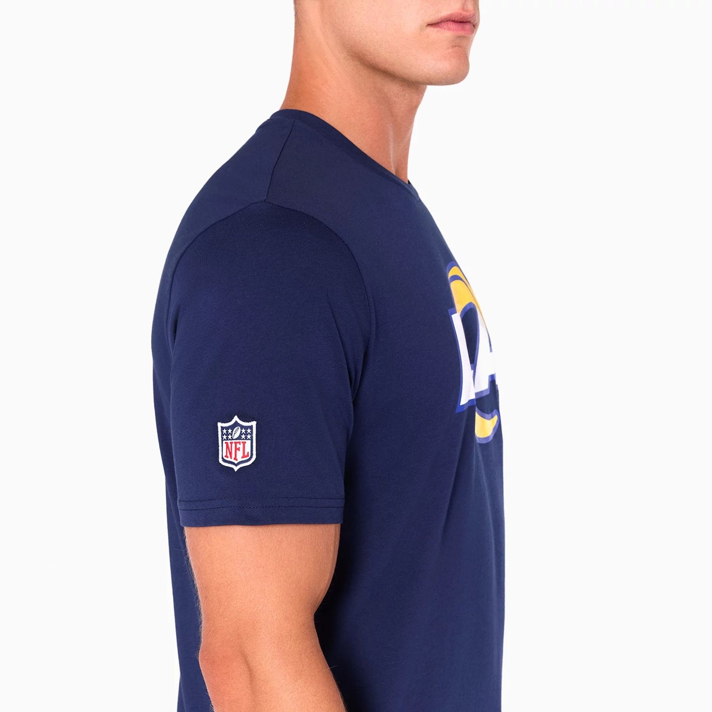 The Male model is wearing LA Rams NFL Navy T-Shirt 3