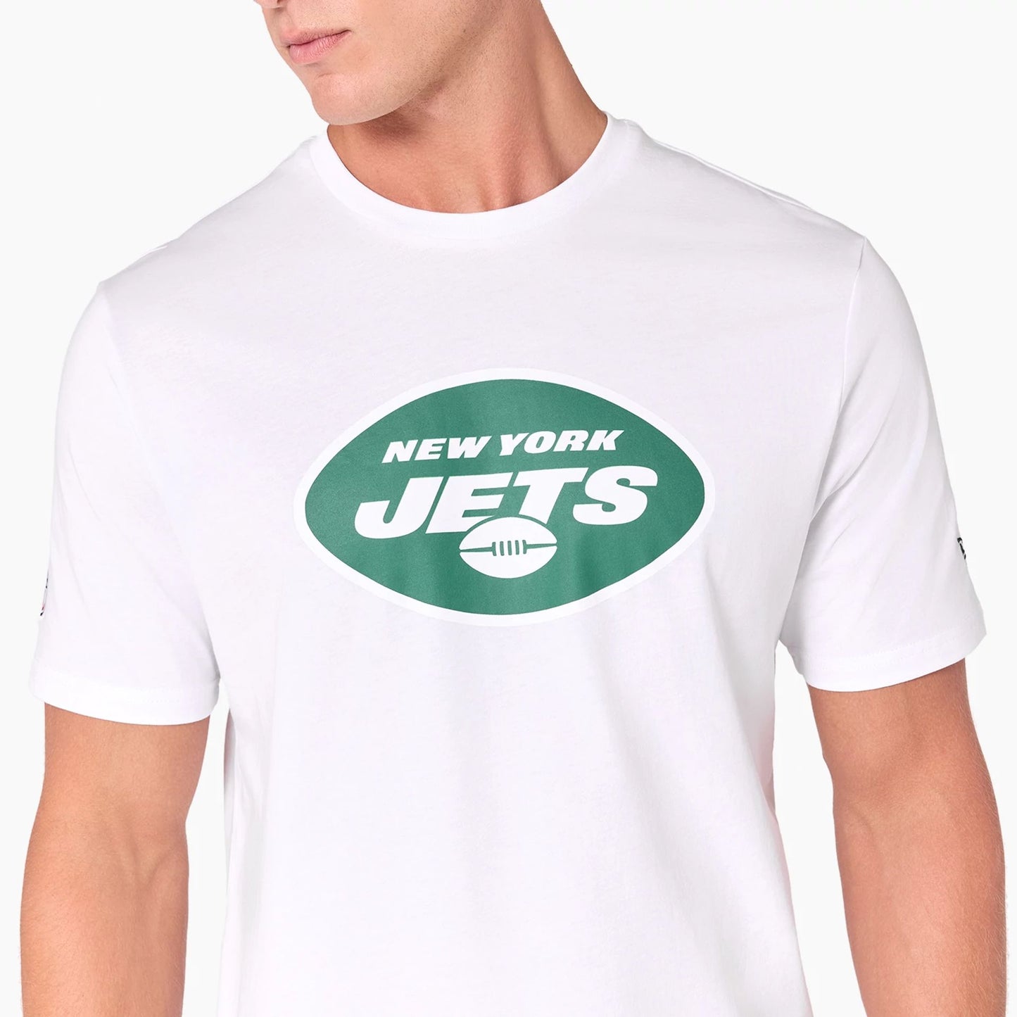 The Male model is wearing New York Jets NFL White T-Shirt 2