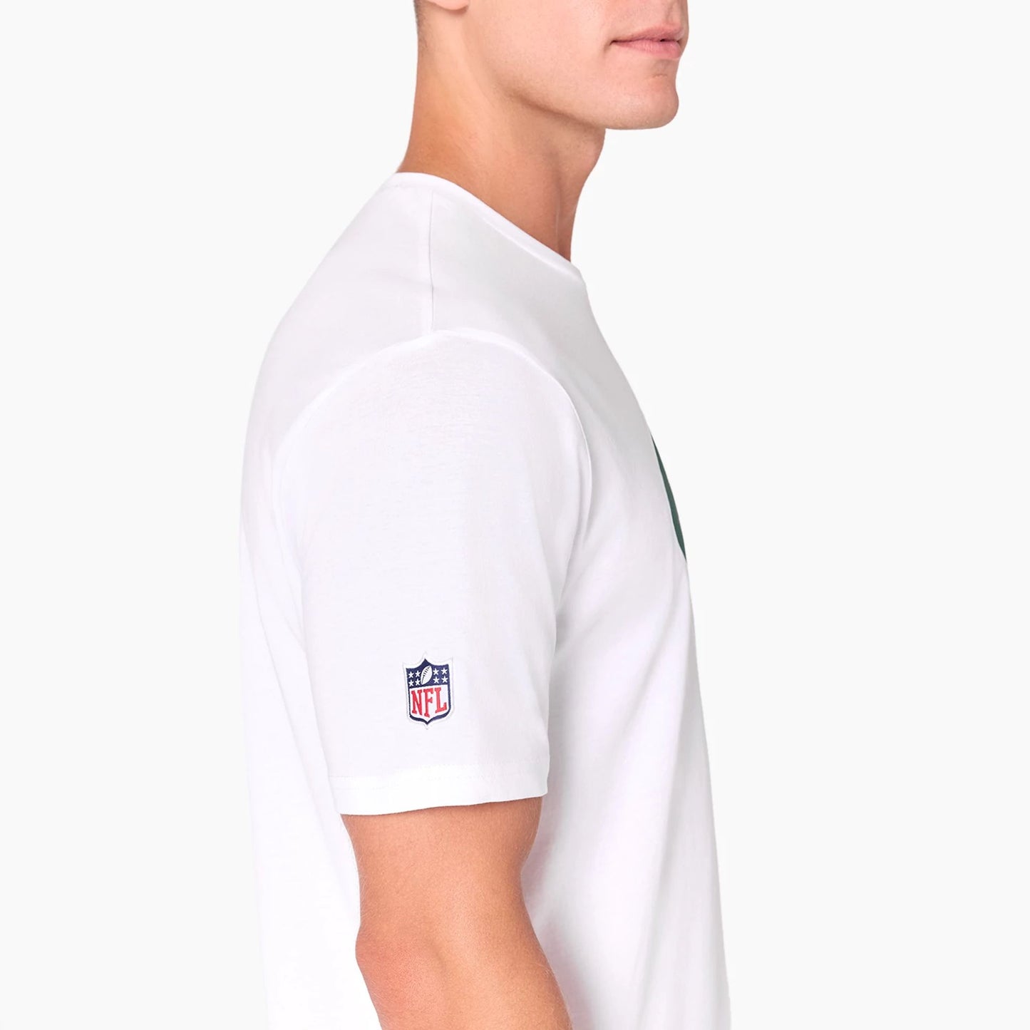 The Male model is wearing New York Jets NFL White T-Shirt 4