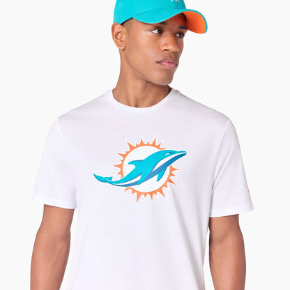 The Male model is wearing Miami Dolphins NFL White T-Shirt 3