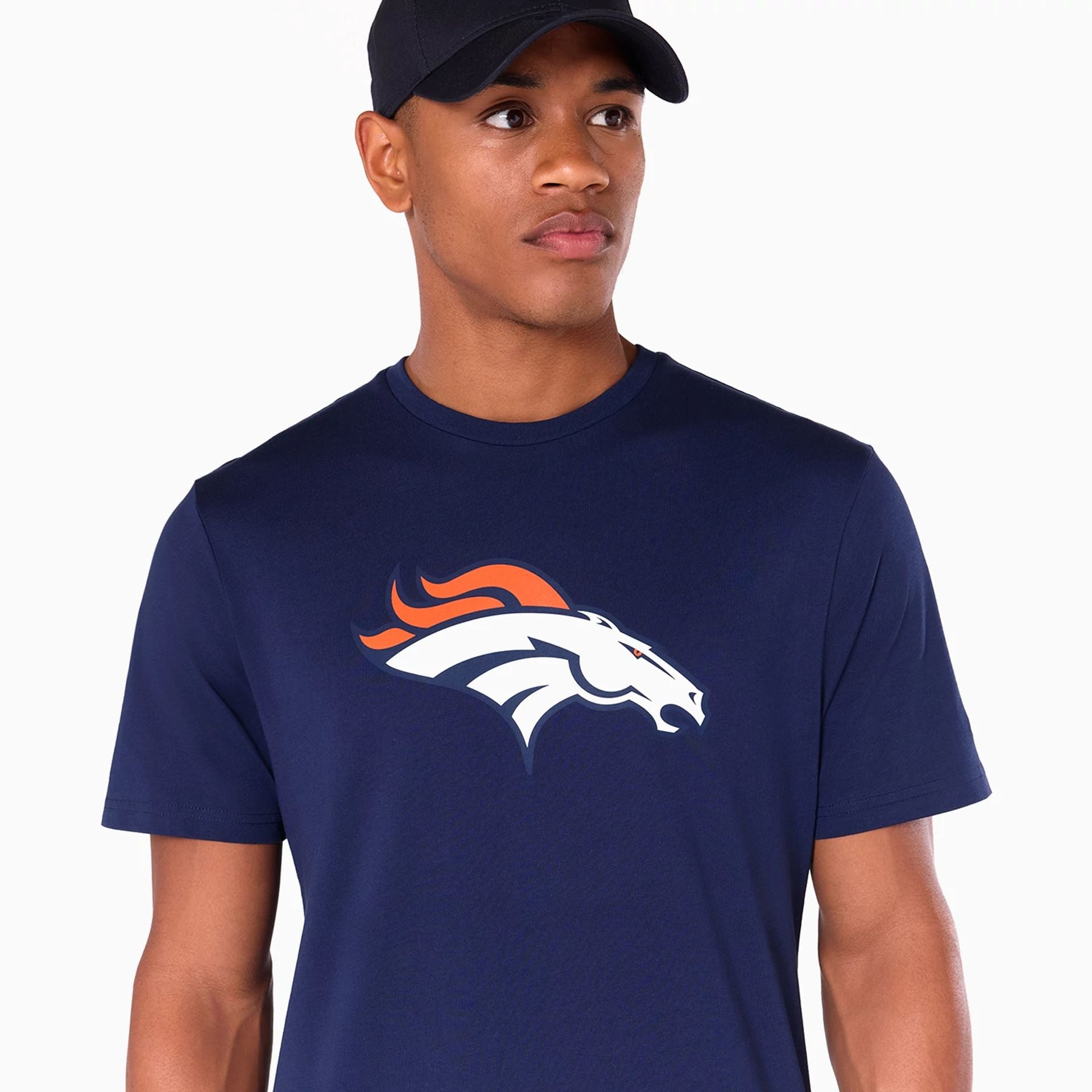 The Male model is wearing Denver Broncos NFL Navy T-Shirt 5