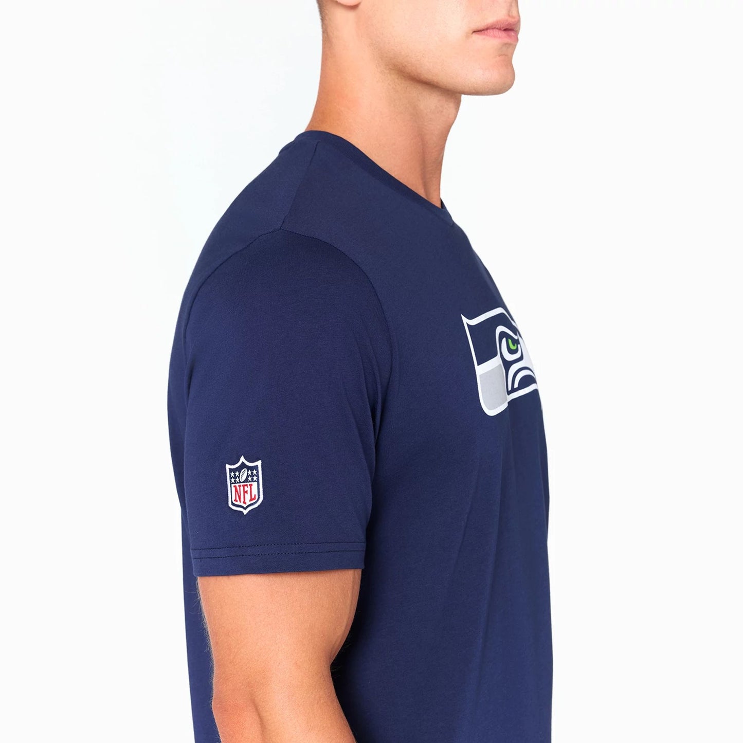 The Male model is wearing Seattle Seahawks NFL Navy T-Shirt 4