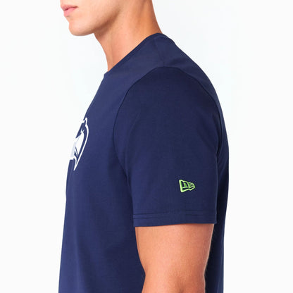 The Male model is wearing Seattle Seahawks NFL Navy T-Shirt 5