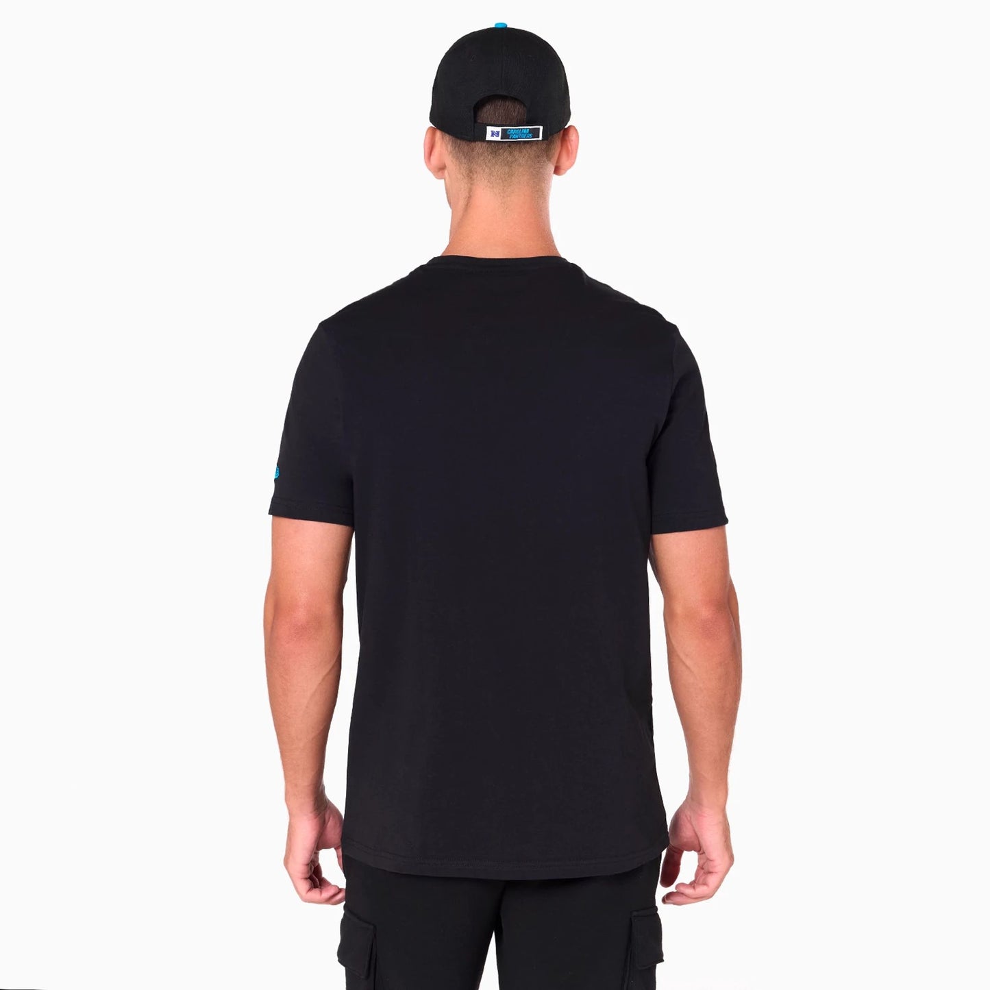 The Male model is wearing Carolina Panthers NFL Black T-Shirt 7