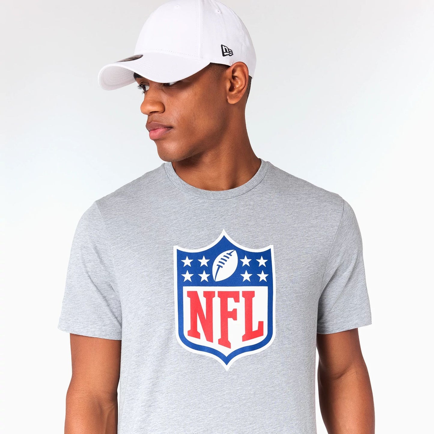 The Male model is wearing NFL Shield Logo NFL Grey T-Shirt 3