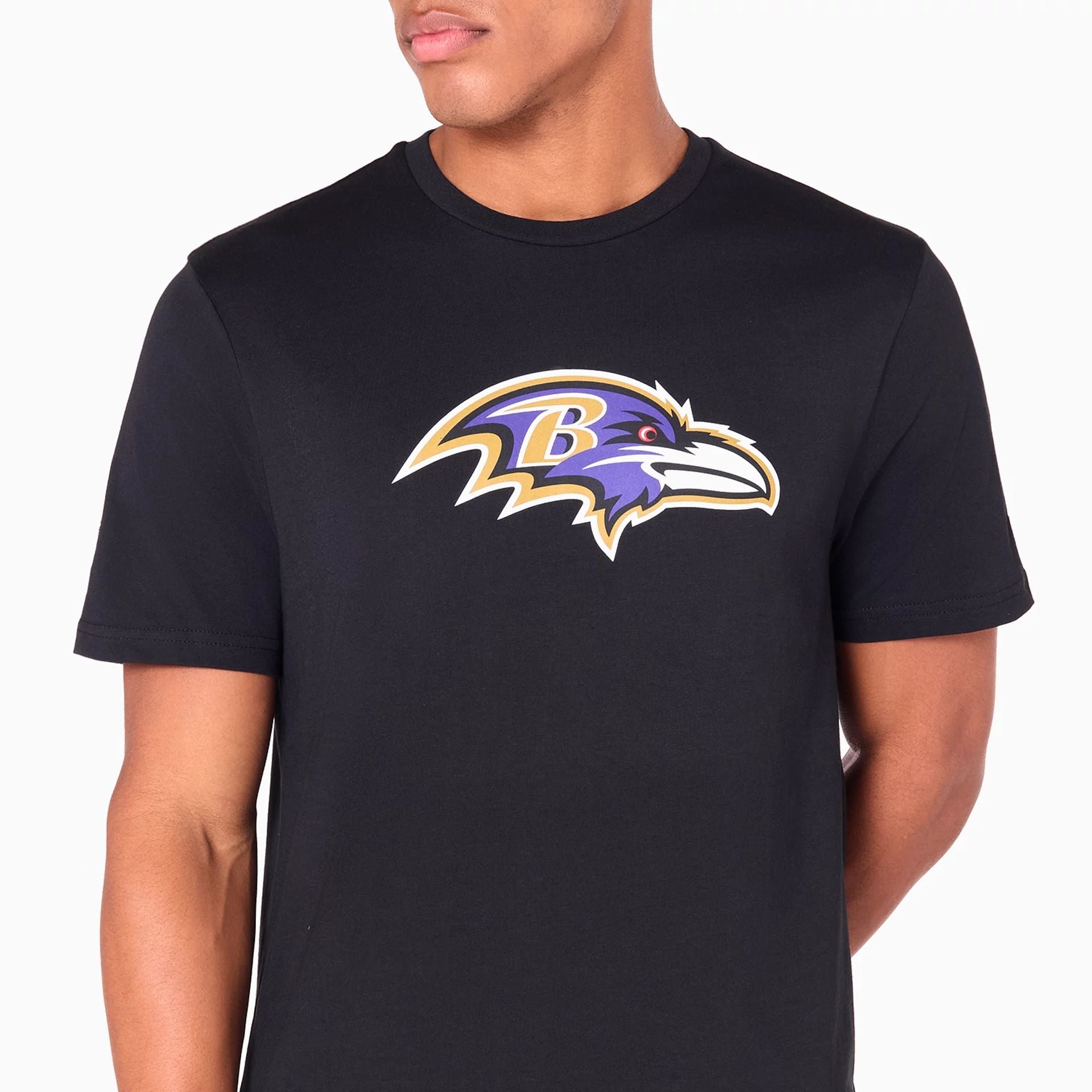 The Male model is wearing Baltimore Ravens NFL Black T-Shirt 2