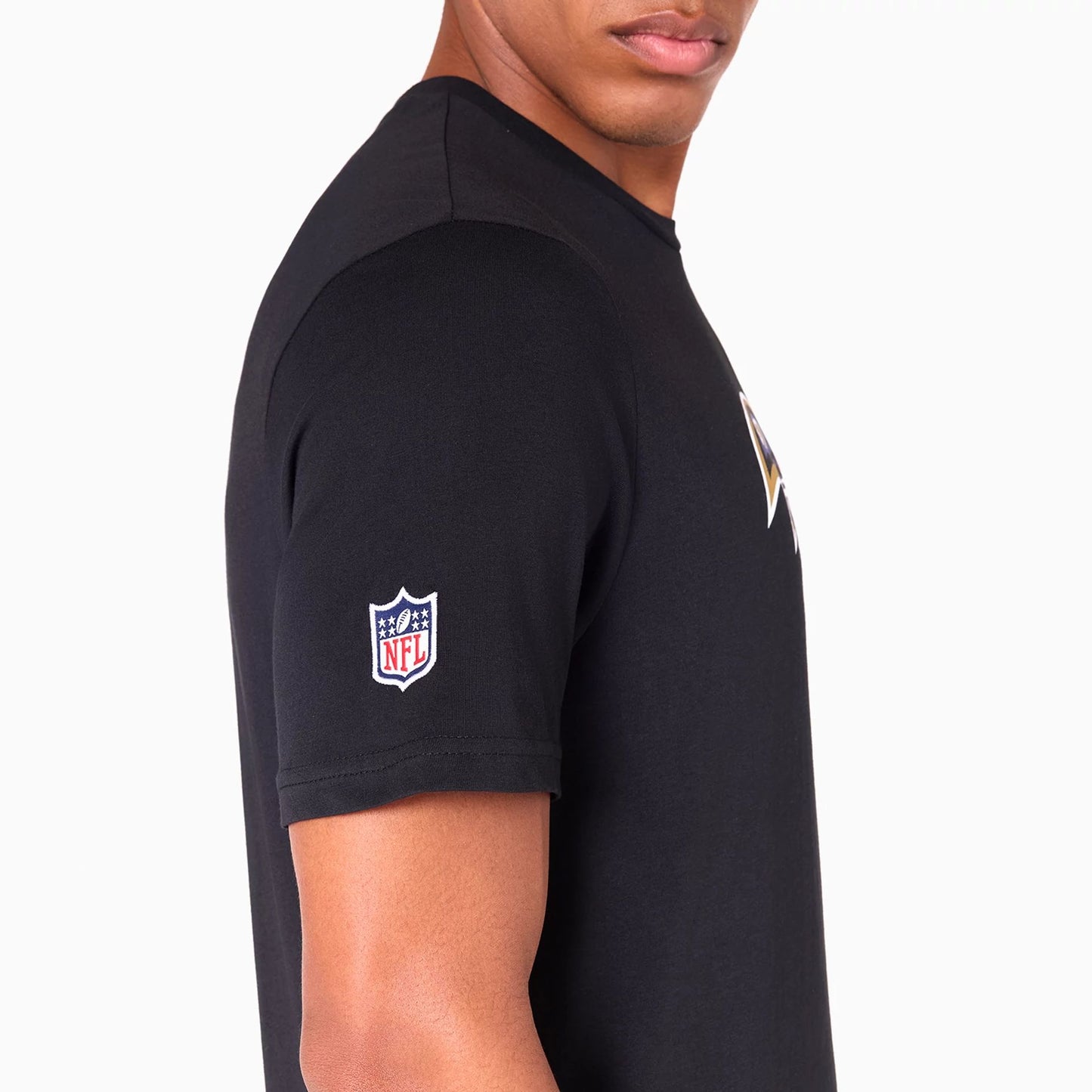 The Male model is wearing Baltimore Ravens NFL Black T-Shirt 3