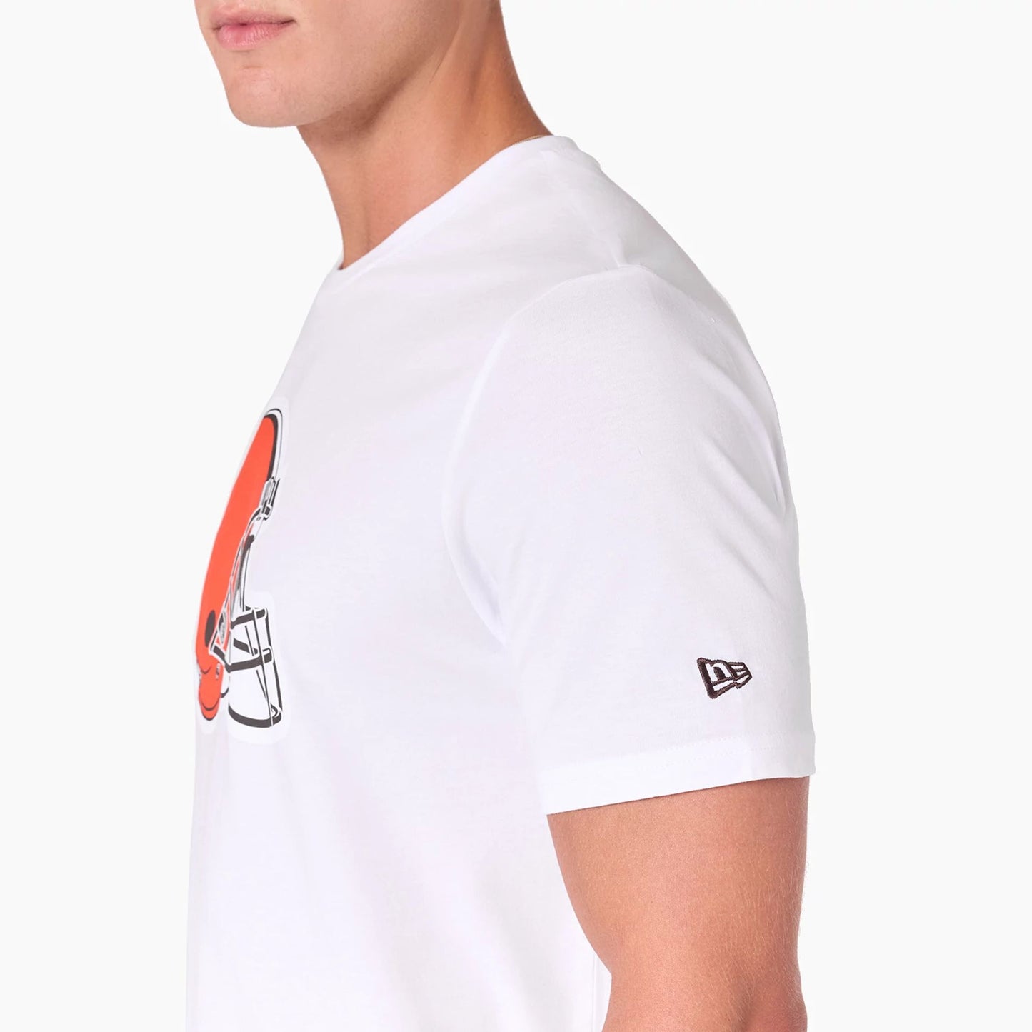 The Male model is wearing Cleveland Browns NFL White T-Shirt 4