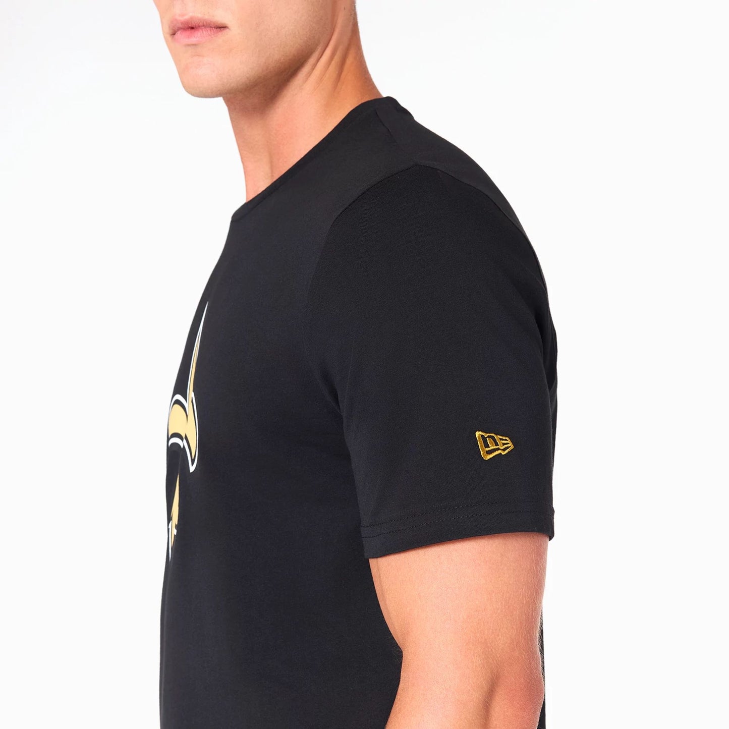 The Male model is wearing New Orleans Saints NFL Black T-Shirt 5