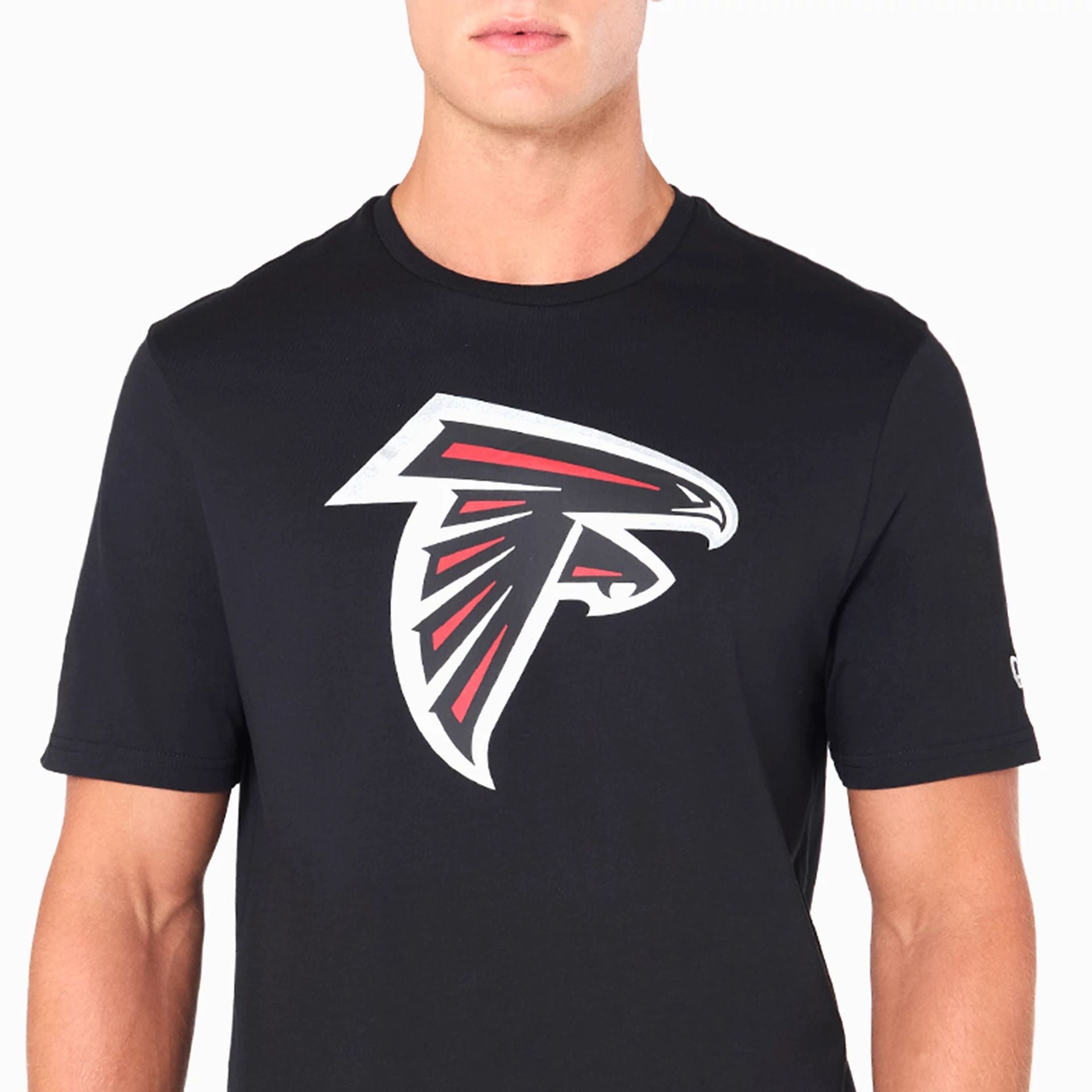 The Male model is wearing Atlanta Falcons NFL Black T-Shirt 2