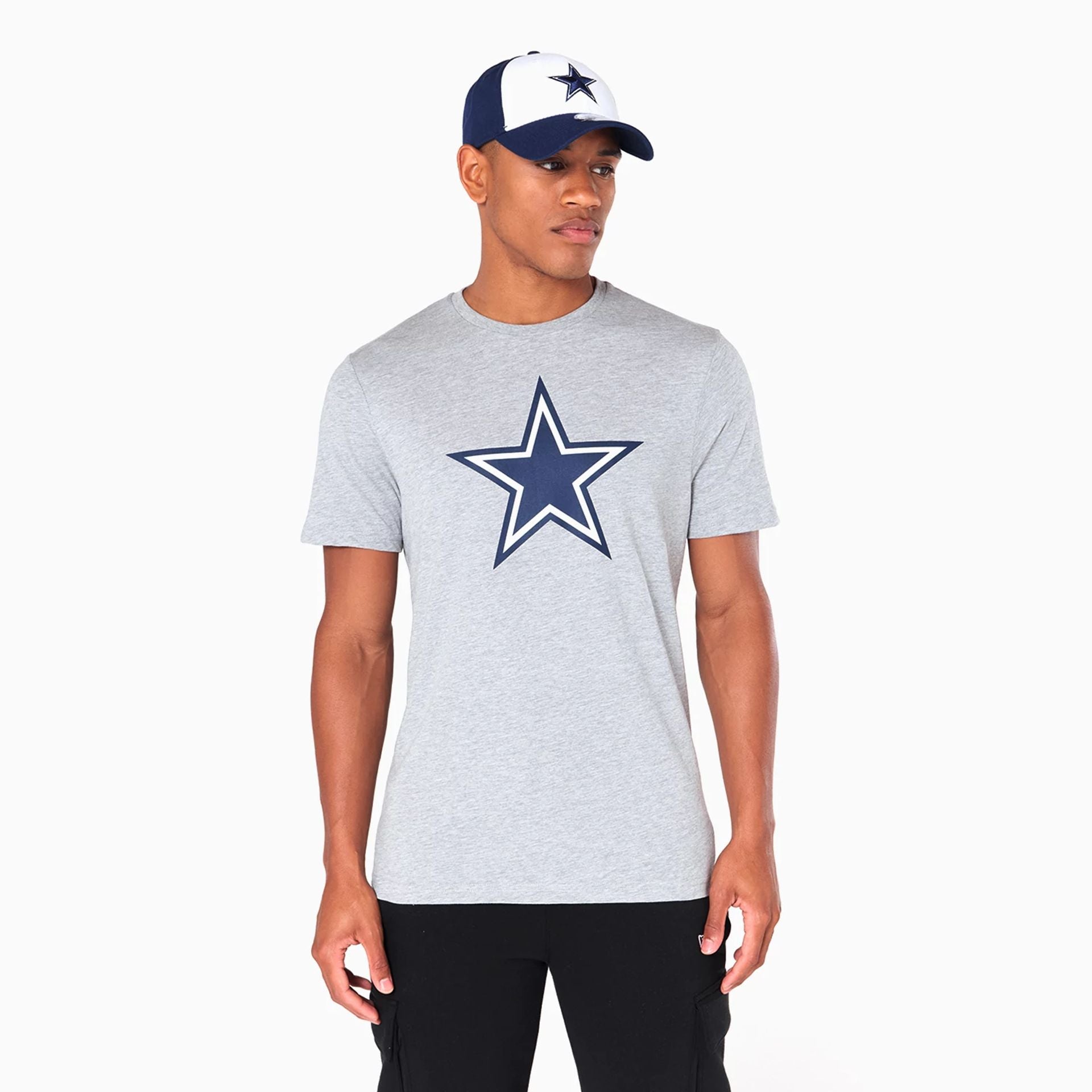 The Male model is wearing Dallas Cowboys NFL Grey T-Shirt 1