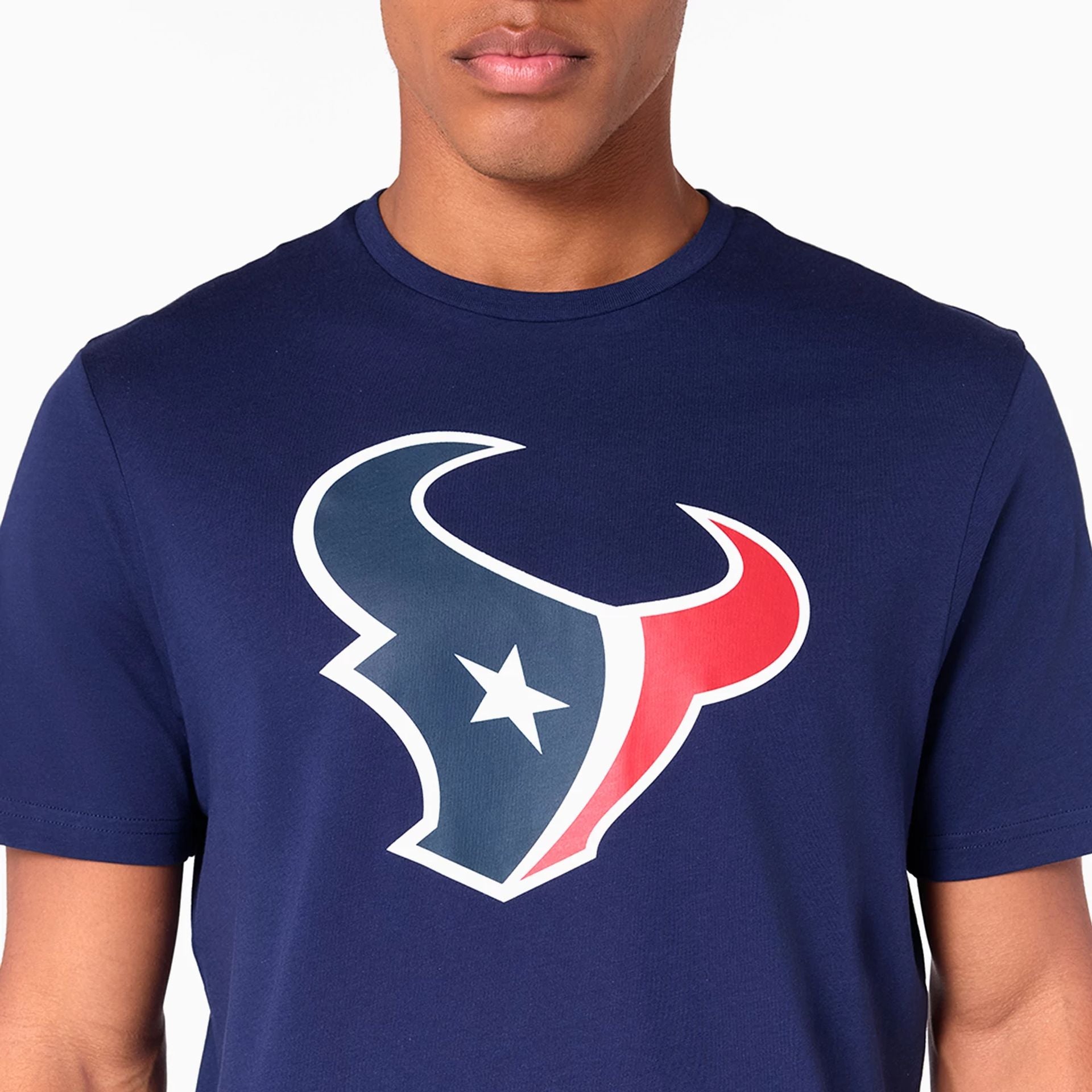 The Male model is wearing Houston Texans NFL Navy T-Shirt 2