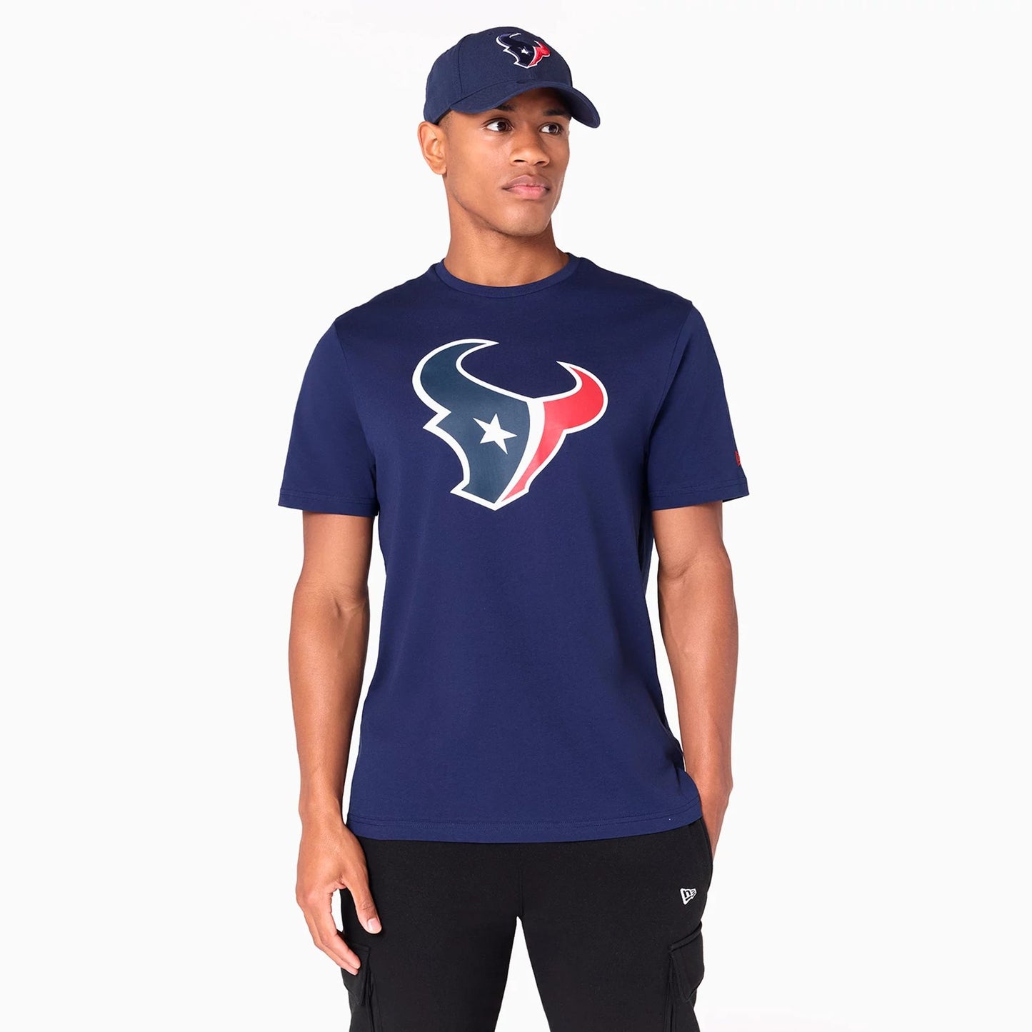 The Male model is wearing Houston Texans NFL Navy T-Shirt 1