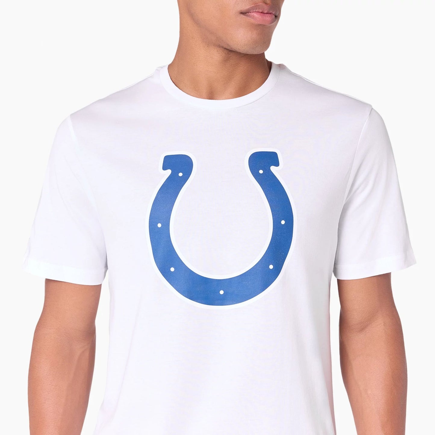 The Male model is wearing Indianapolis Colts NFL White T-Shirt 2