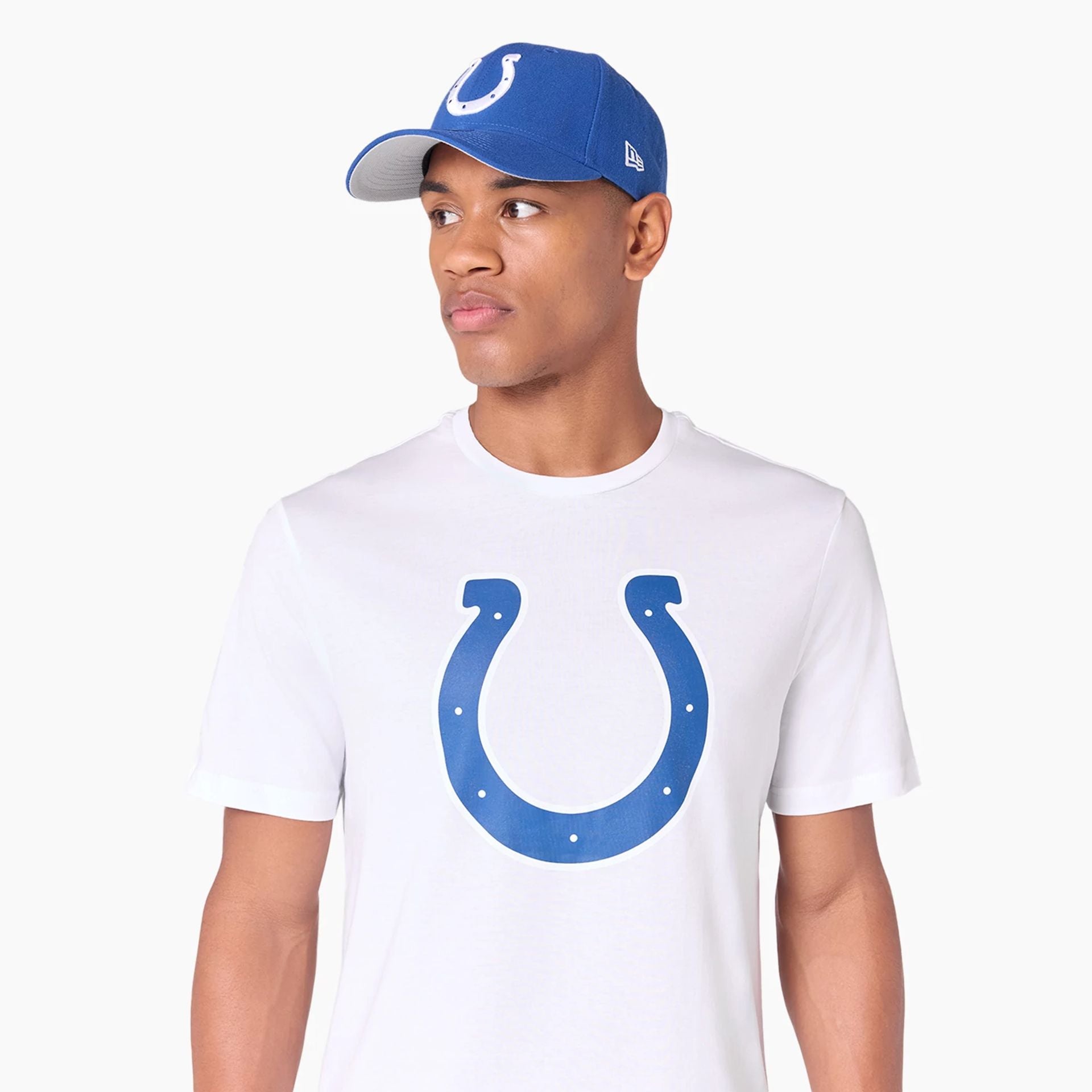 The Male model is wearing Indianapolis Colts NFL White T-Shirt 5