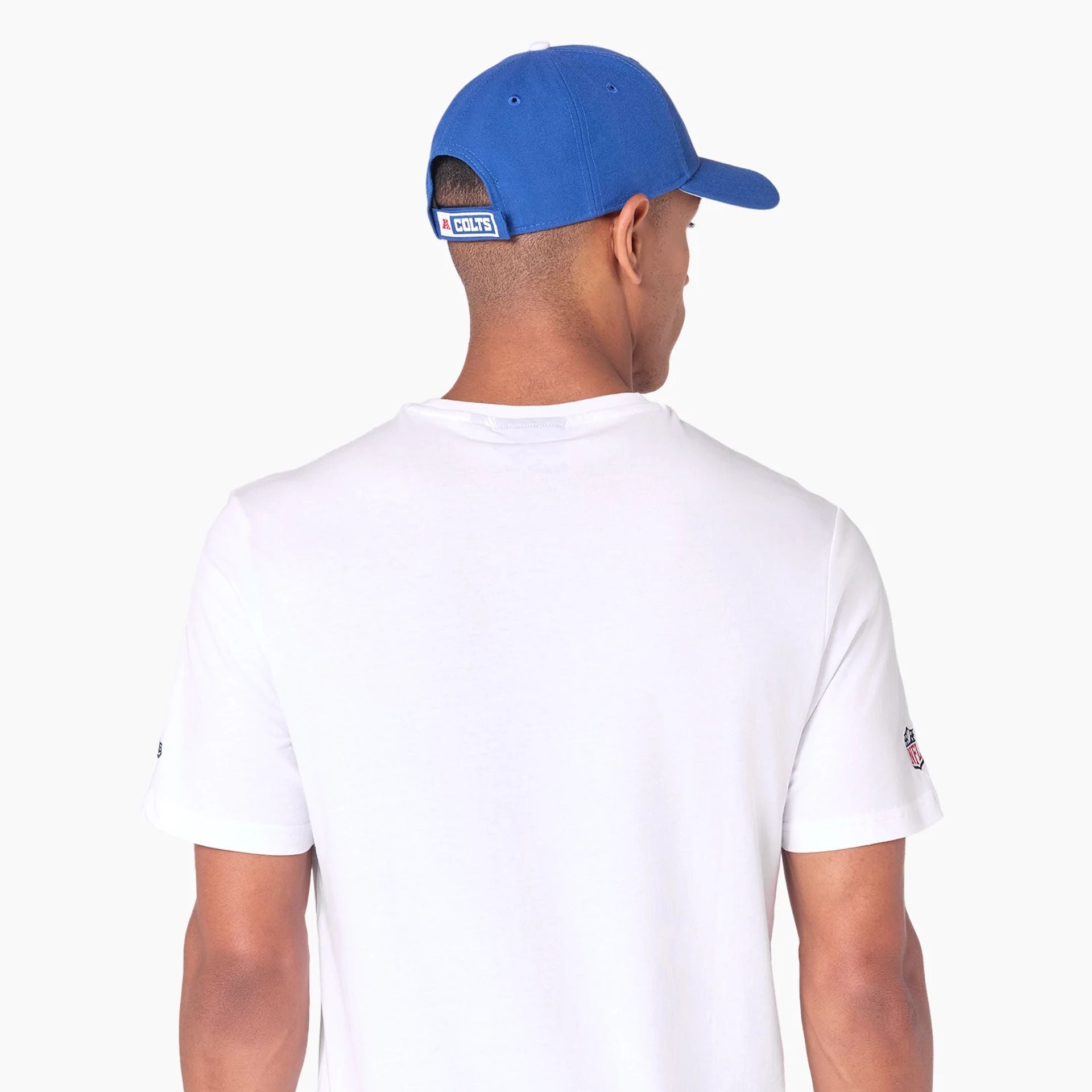 The Male model is wearing Indianapolis Colts NFL White T-Shirt 6