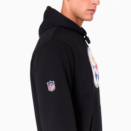 The Male model is wearing Pittsburgh Steelers NFL Black Pullover Hoodie 7