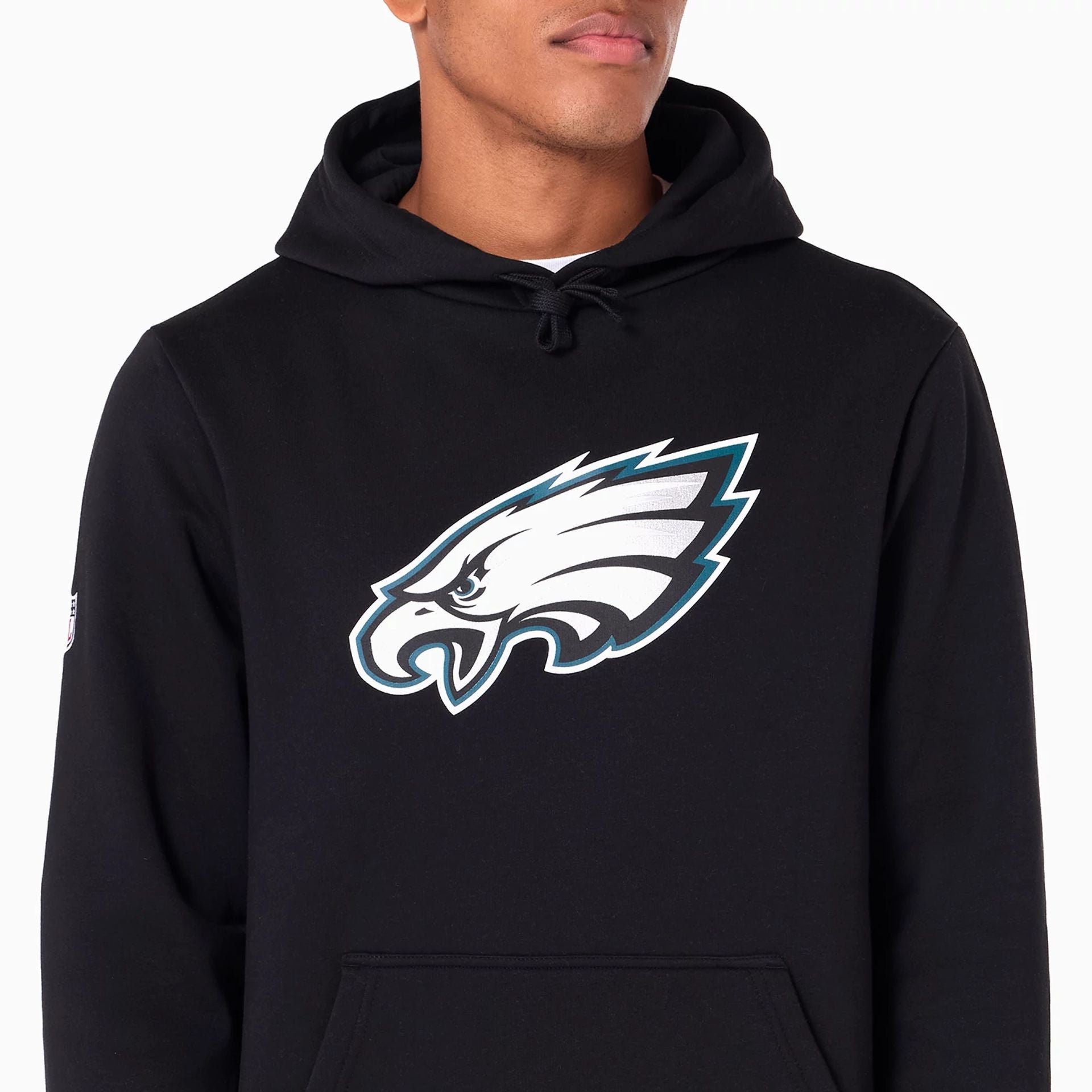 The Male model is wearing Philadelphia Eagles NFL Black Pullover Hoodie 2