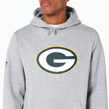 The Male model is wearing Green Bay Packers NFL Grey Pullover Hoodie 2