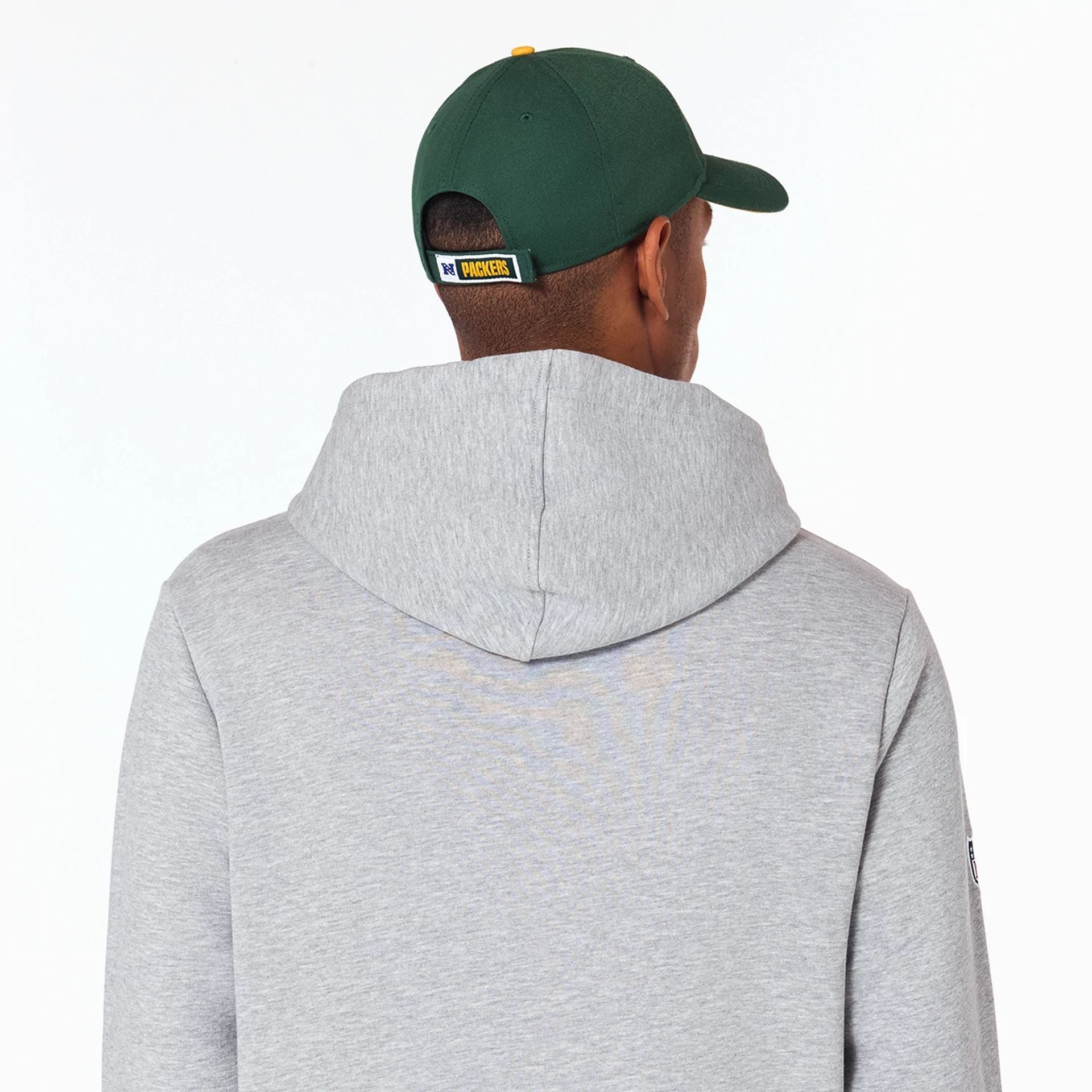 The Male model is wearing Green Bay Packers NFL Grey Pullover Hoodie 4