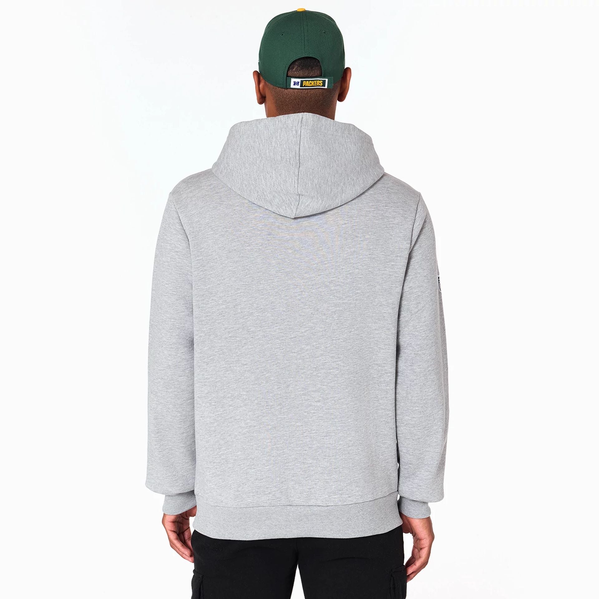 The Male model is wearing Green Bay Packers NFL Grey Pullover Hoodie 7