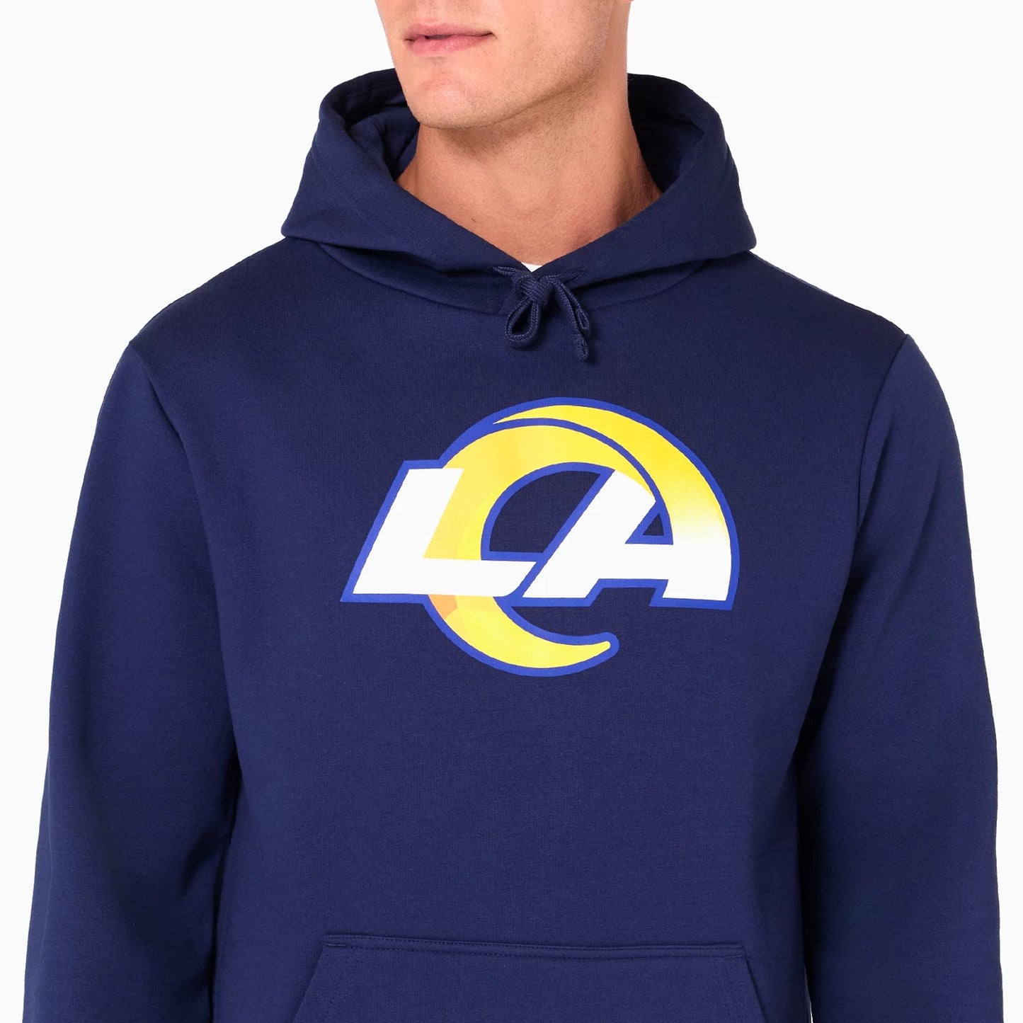 The Male model is wearing LA Rams NFL Navy Pullover Hoodie 3