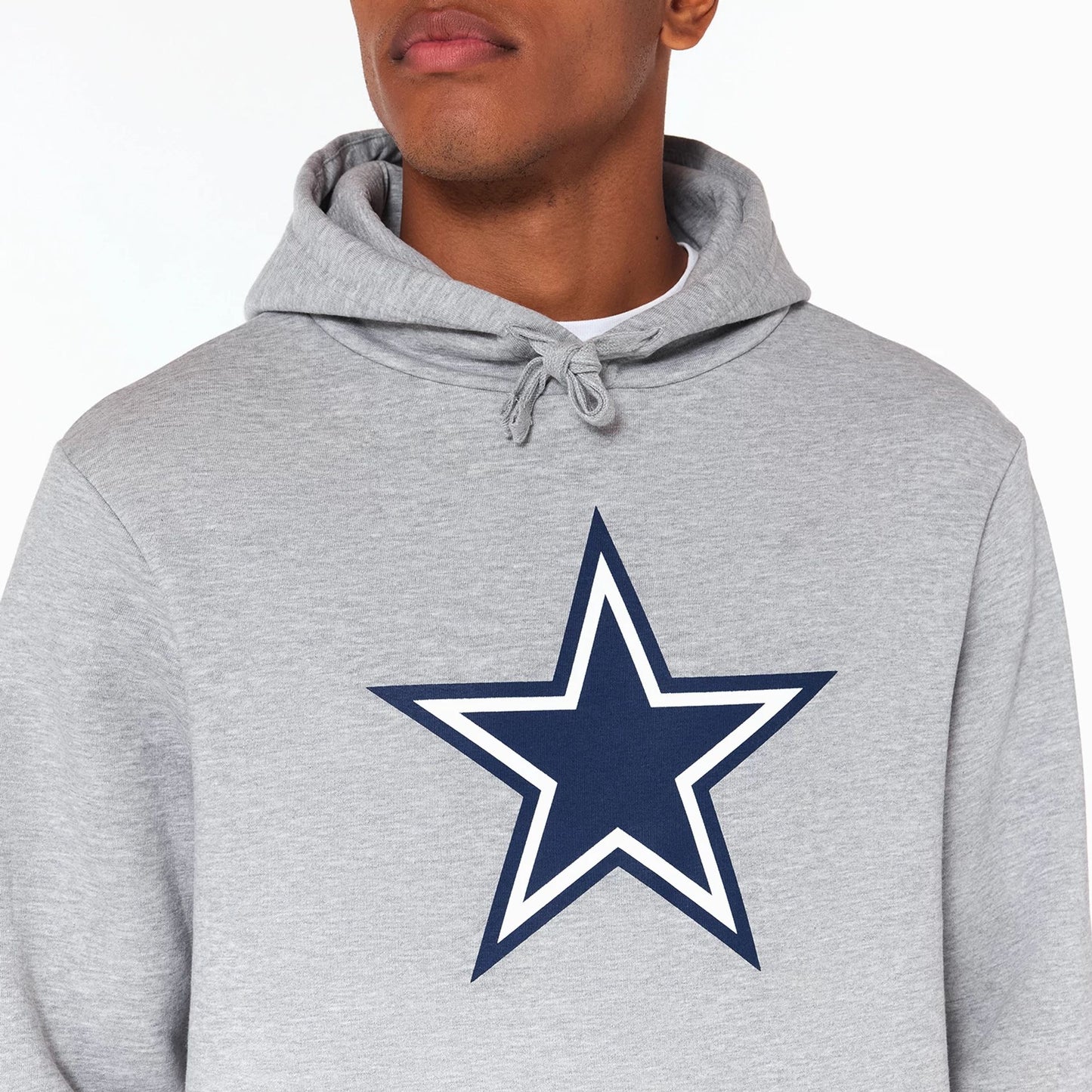 The Male model is wearing Dallas Cowboys NFL Grey Pullover Hoodie 2