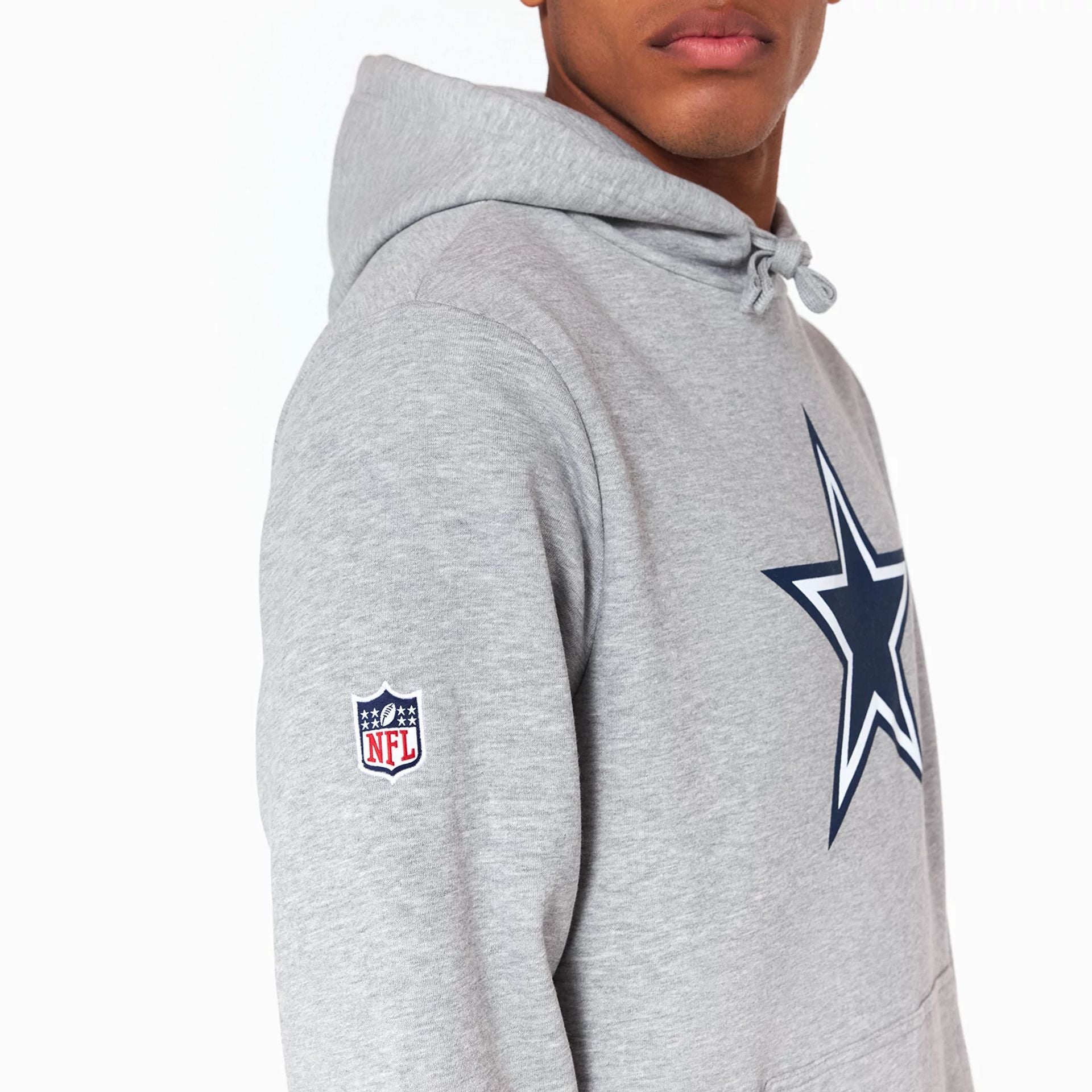 The Male model is wearing Dallas Cowboys NFL Grey Pullover Hoodie 6