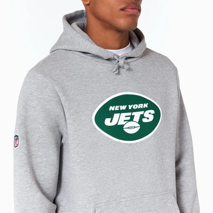 The Male model is wearing New York Jets NFL Grey Pullover Hoodie 2