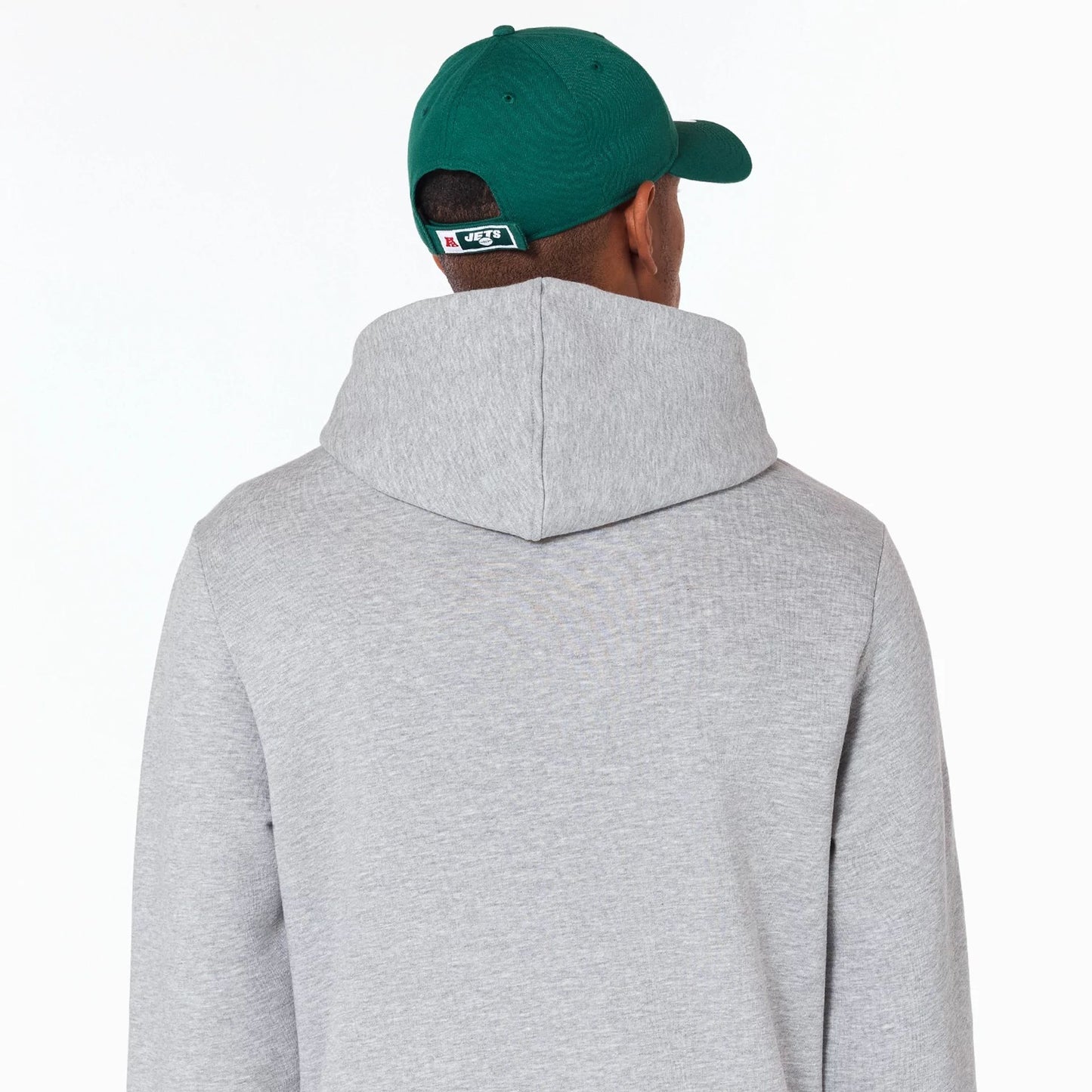 The Male model is wearing New York Jets NFL Grey Pullover Hoodie 6