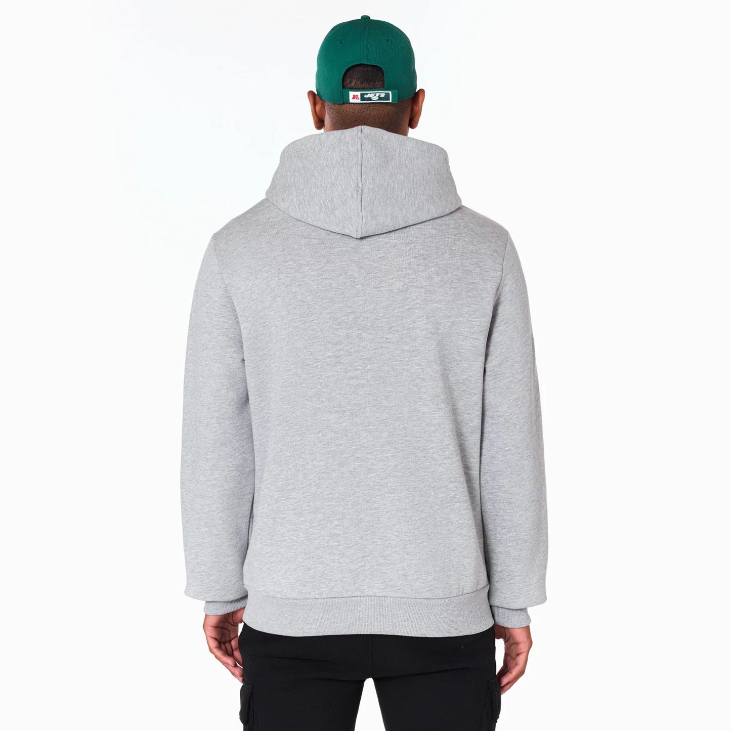 The Male model is wearing New York Jets NFL Grey Pullover Hoodie 7