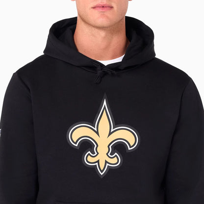 The Male model is wearing New Orleans Saints NFL Black Pullover Hoodie 2